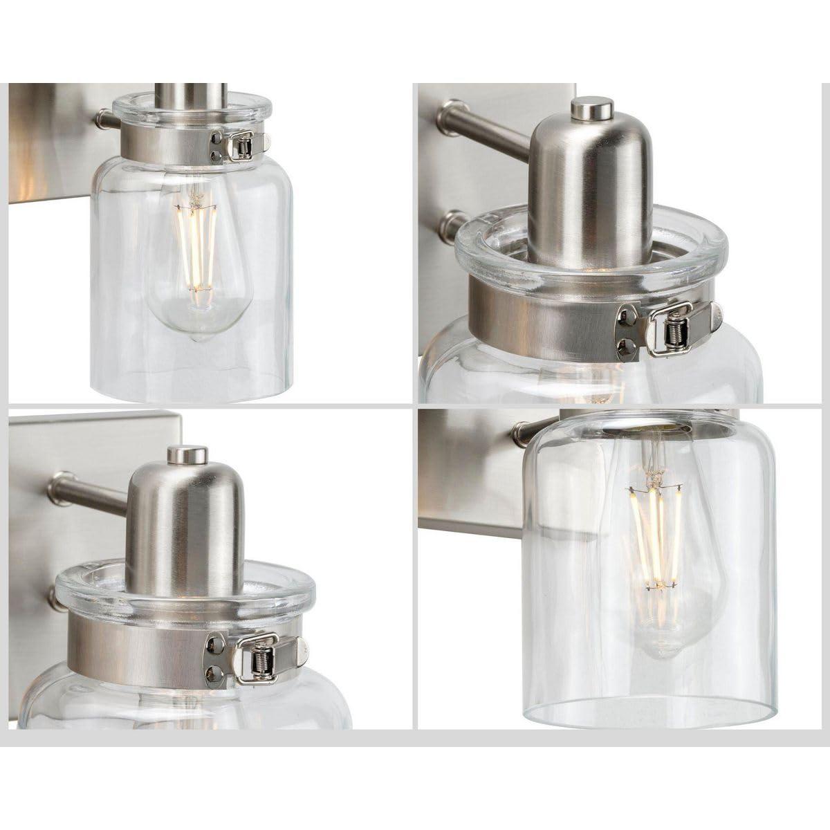 Progress Lighting Calhoun Collection 3-Light Bath & Vanity Wall Light, Brushed Nickel, Clear Glass Shade