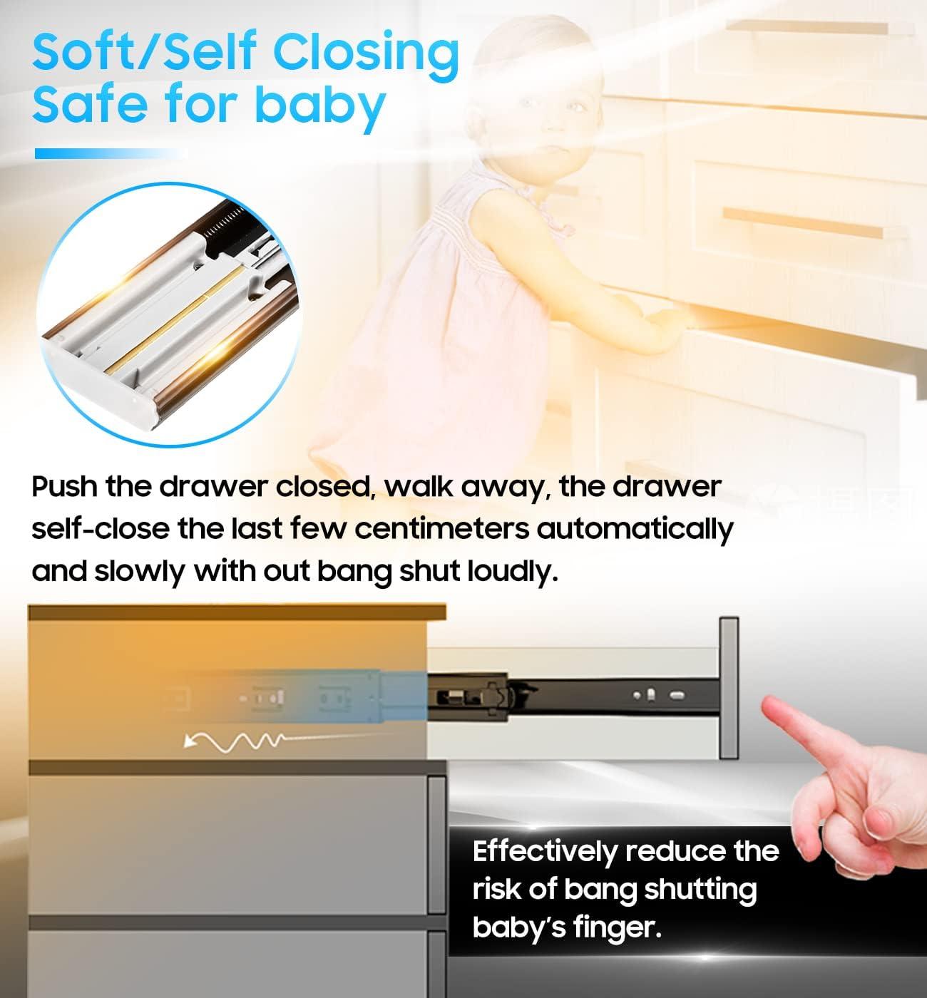 Push to Open Black Steel Ball Bearing Drawer Slides