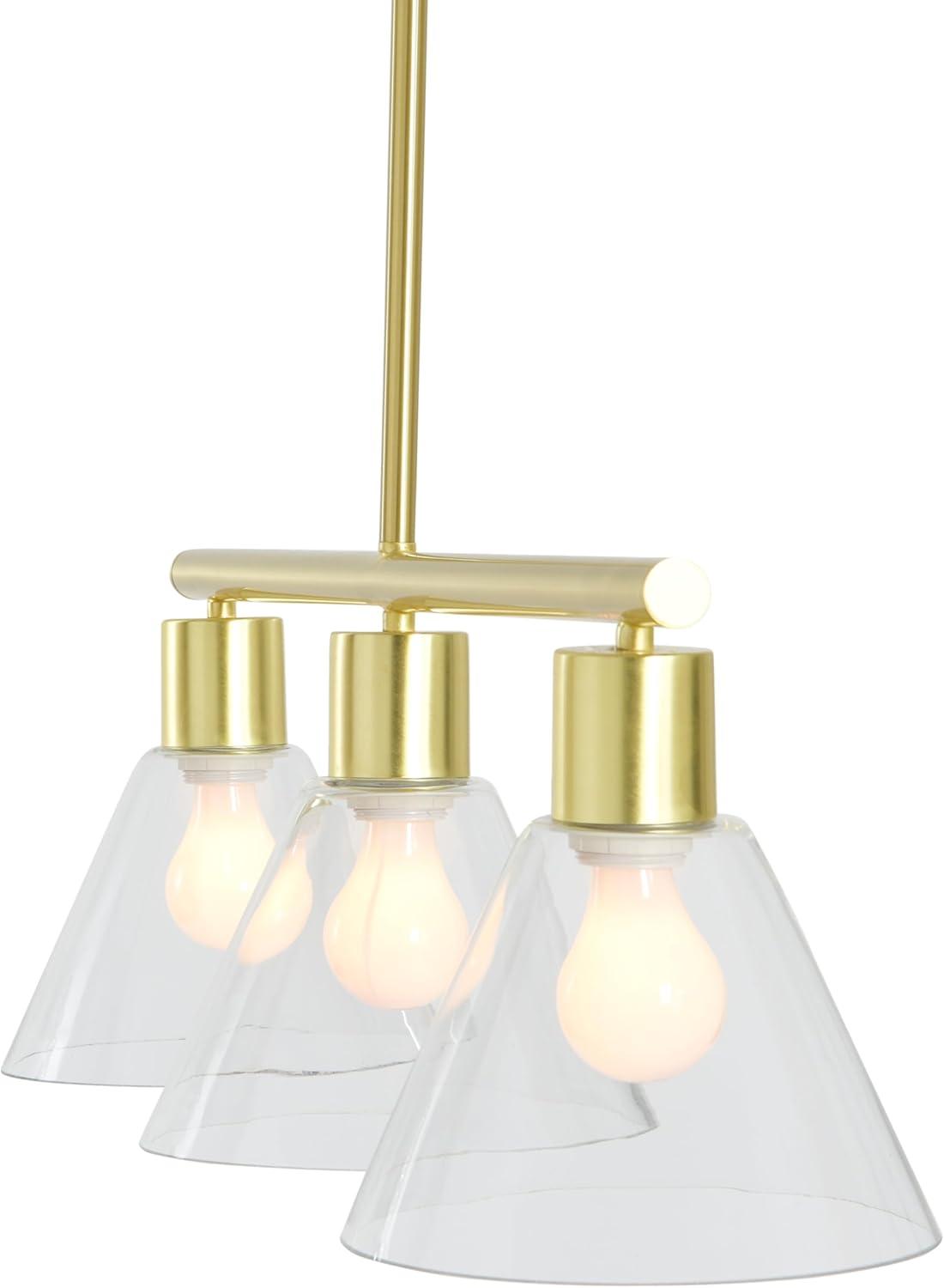 Brushed Gold 3-Light Glass Island Pendant Lamp