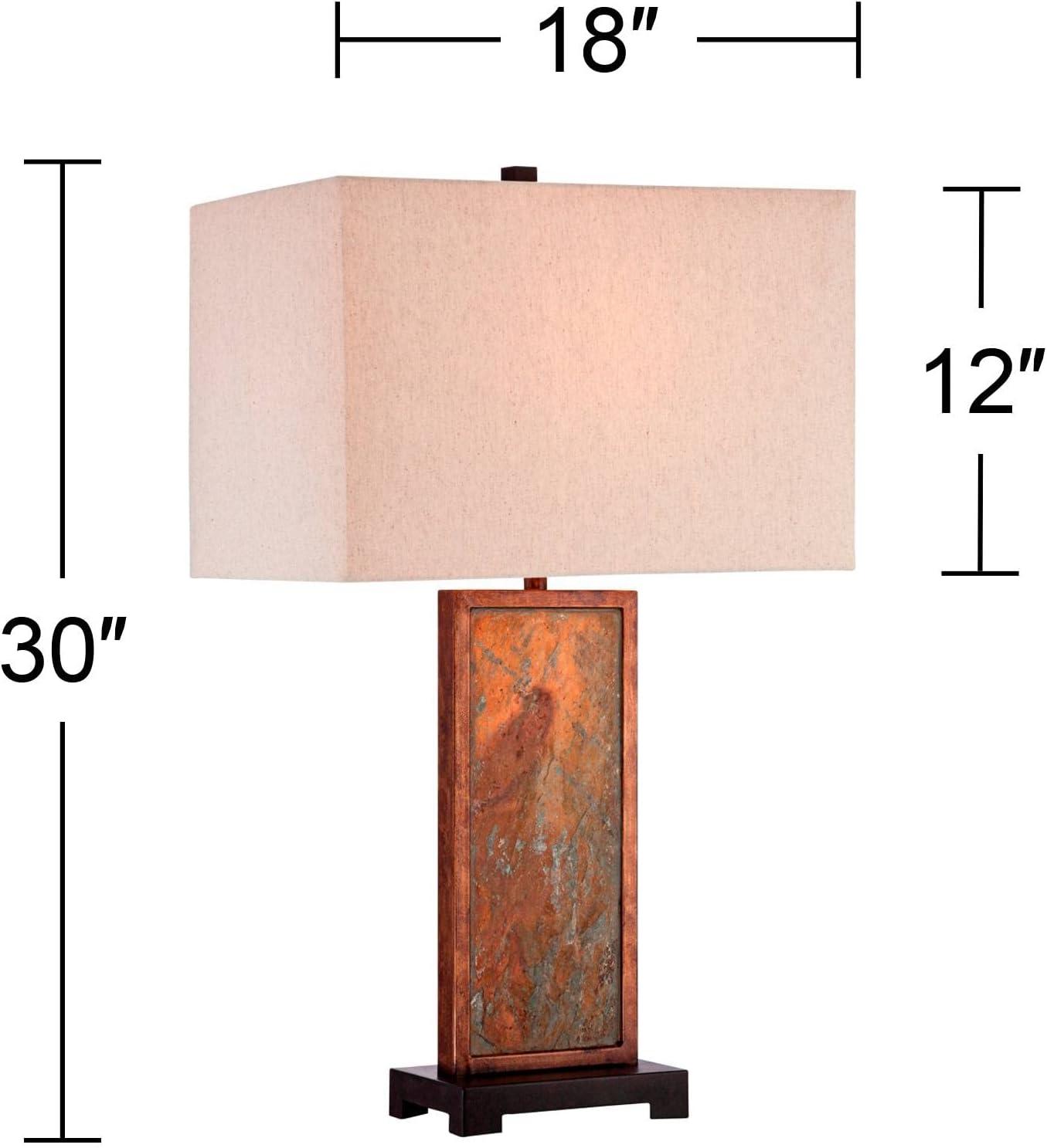 Yukon Industrial Rustic Slate Table Lamp with Beige Shade