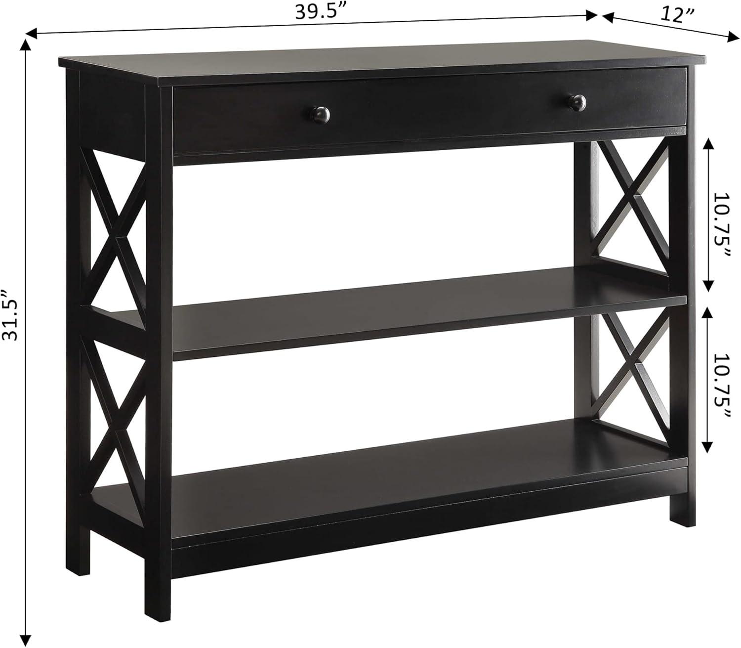 Convenience Concepts Oxford 1-Drawer Console Table, Black Wood finish