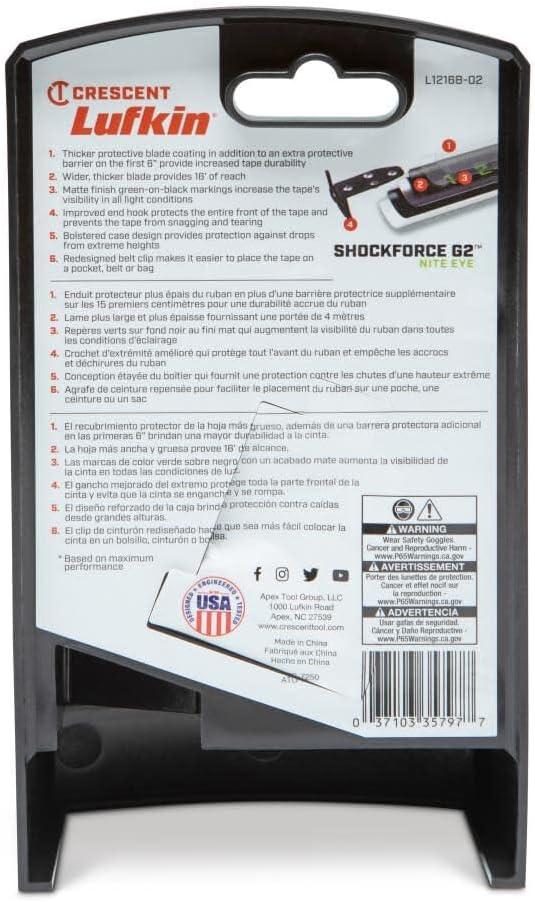 Crescent Shockforce Nite Eye G2 Magnetic Tape Measure 1 1/4In X 16'