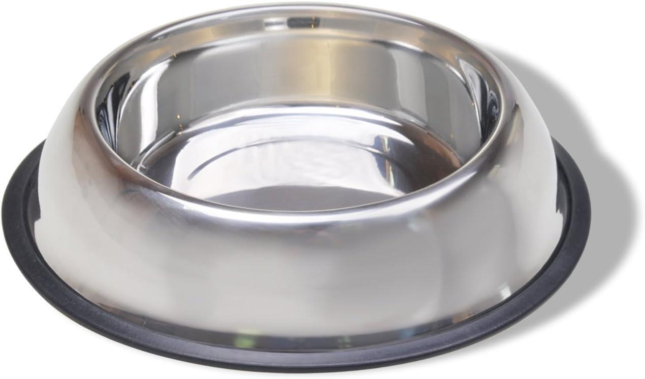 Medium Stainless Steel Non-Tip Pet Bowl with Rubber Base