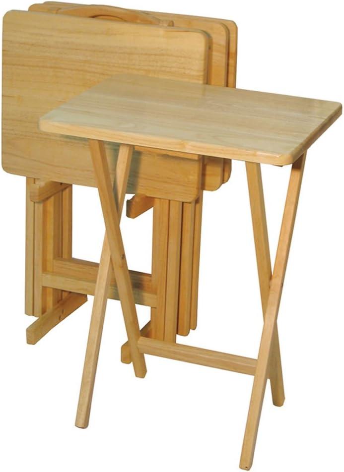 5 Piece TV Tray Table Set in Natural (4 Trays, 1 Stand)