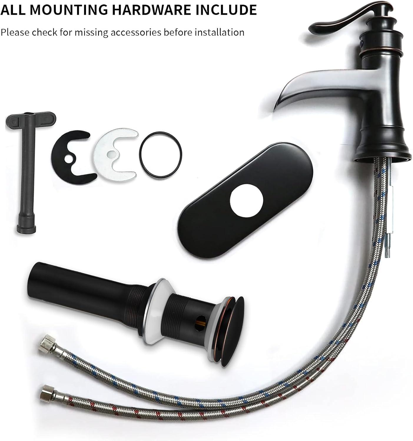 Single-Hole Single-handle Bathroom Faucet with Drain Assembly