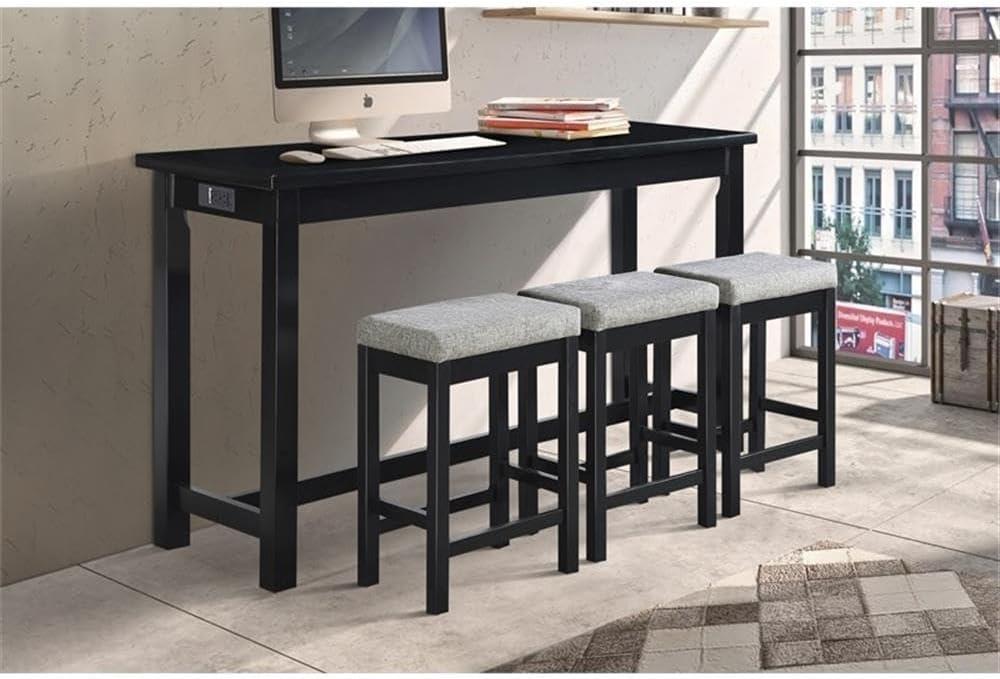 Lexicon Connected 4 Piece Wood Counter Height Dining Set in Black