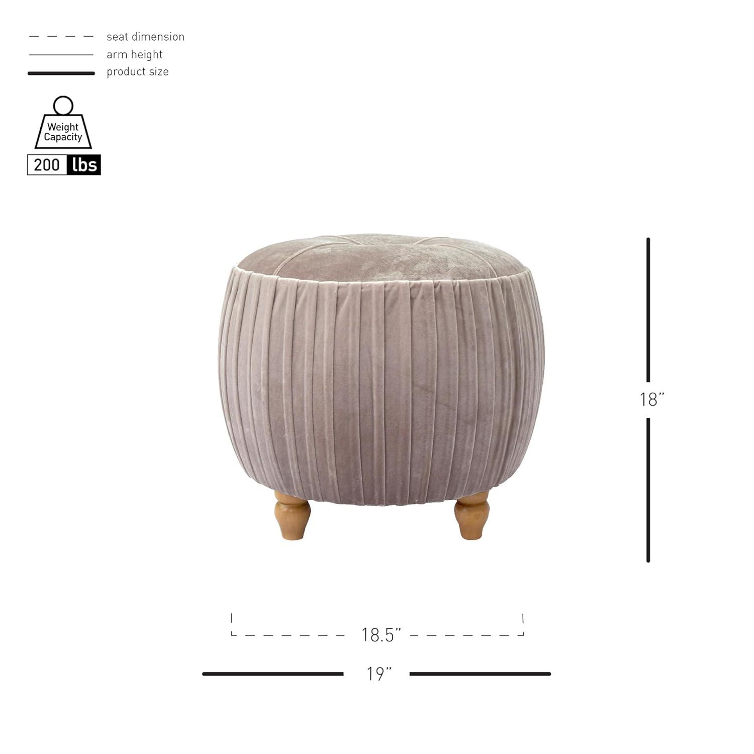 Helena Velvet Small Round Ottoman Beige N/A