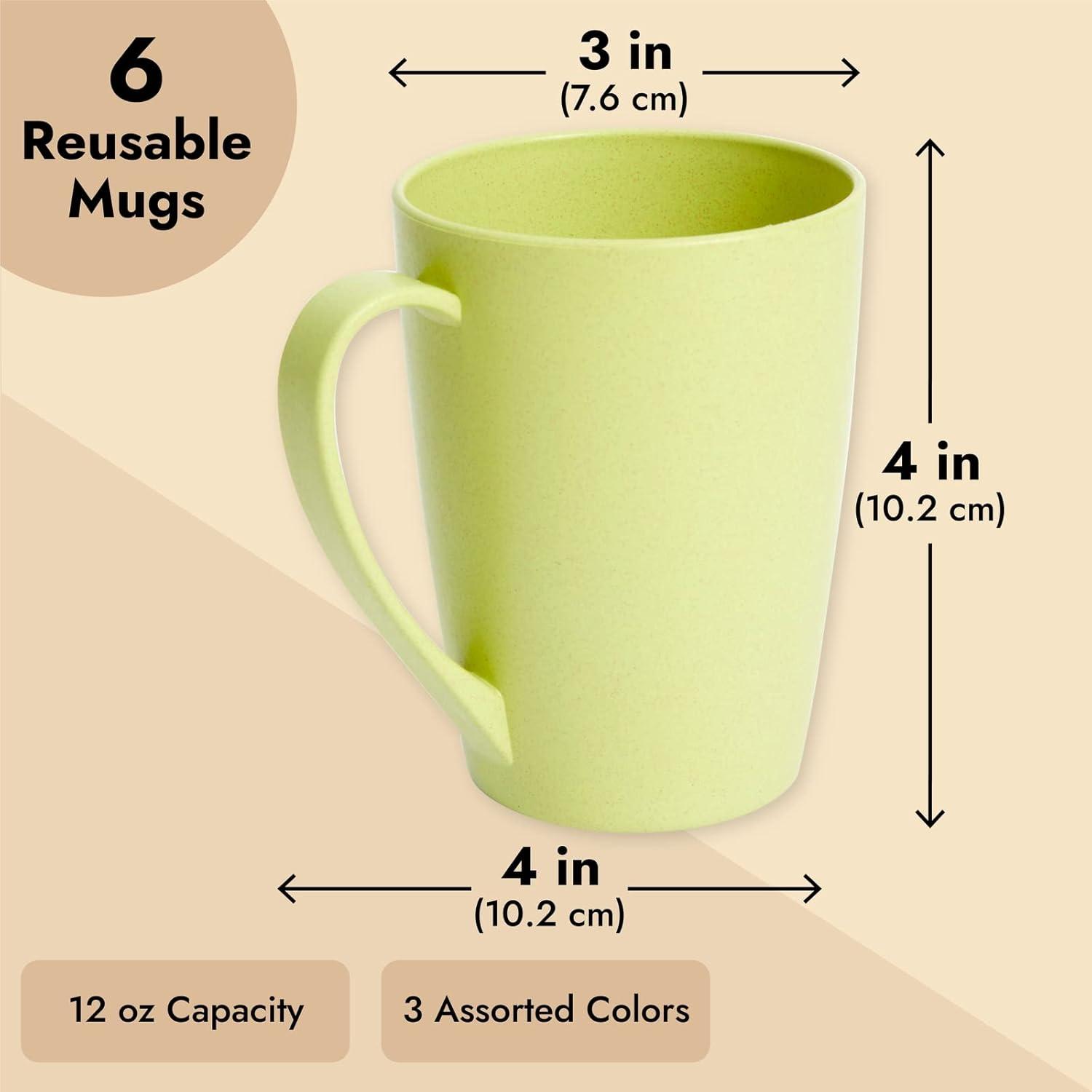 Set of 6 Pastel Wheat Straw Microwave Safe Mugs