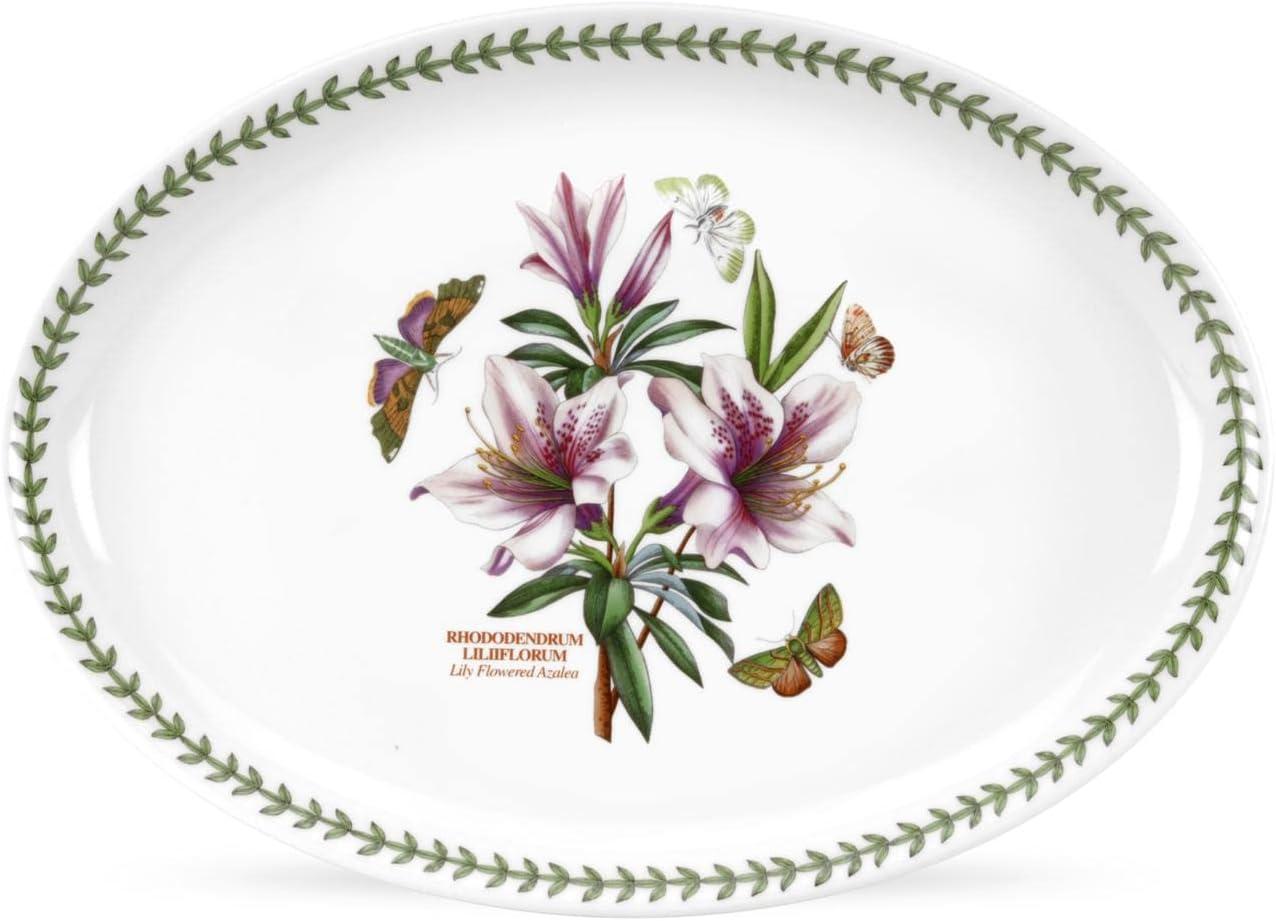 White Floral Ceramic Oval Serving Platter