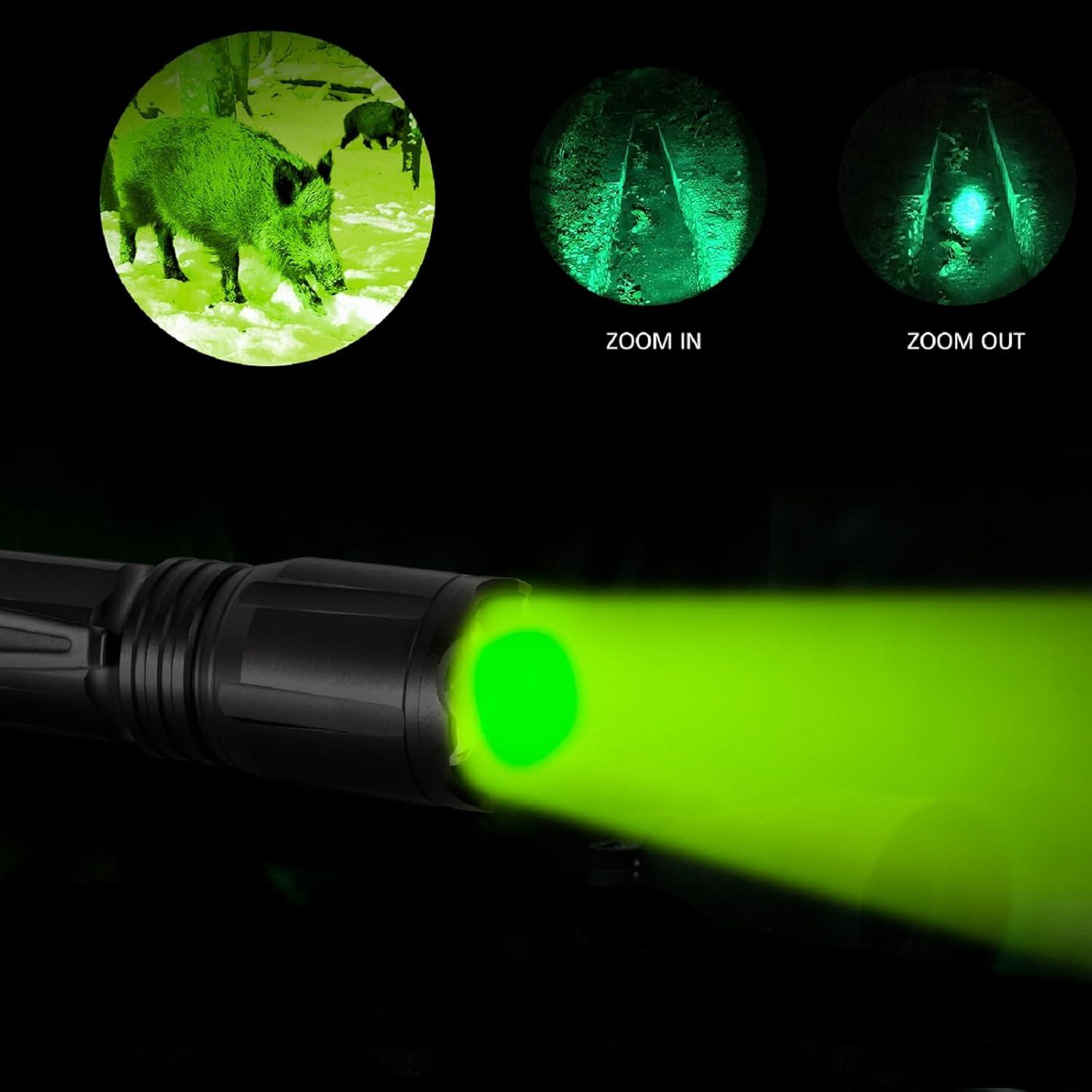 Upgraded Zoomable Red Flashlight, 4 Color in 1 Flash Light, Green Red Blue White Multi-Color RGBW Led with Memory for Night Vision, Fishing, Astronomy(Batteries Not Included)