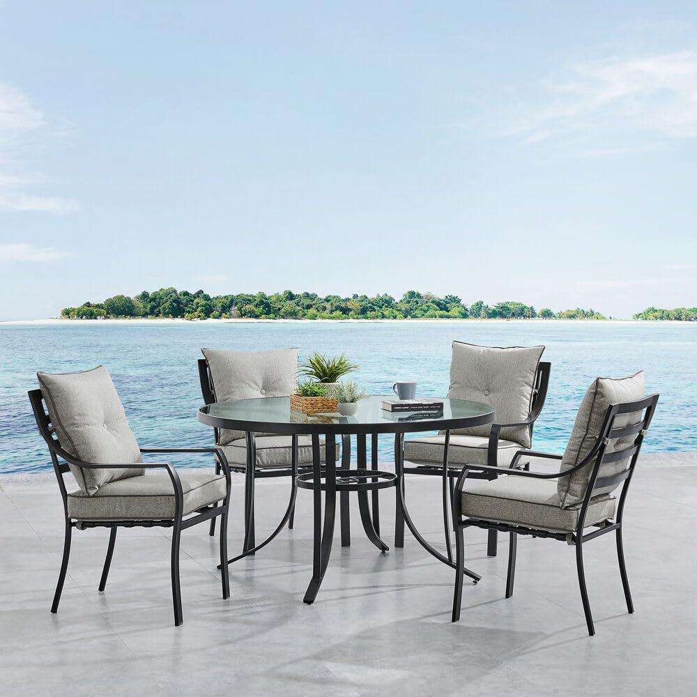 Lavallette 5-Piece Silver Outdoor Dining Set with Glass-Top Table