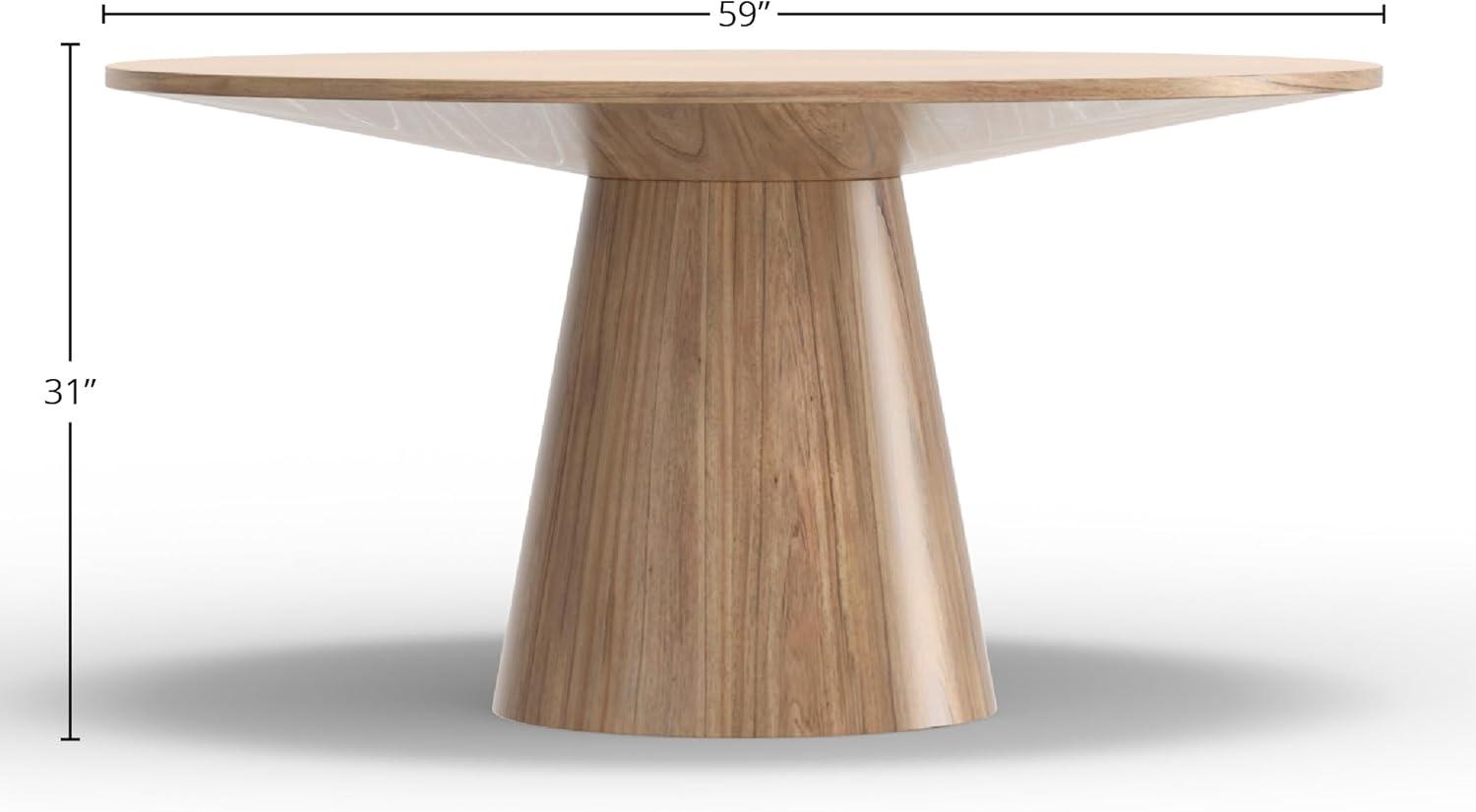 Alpine Furniture Cove Wood 59" Round Dining Pedestal Table in Natural