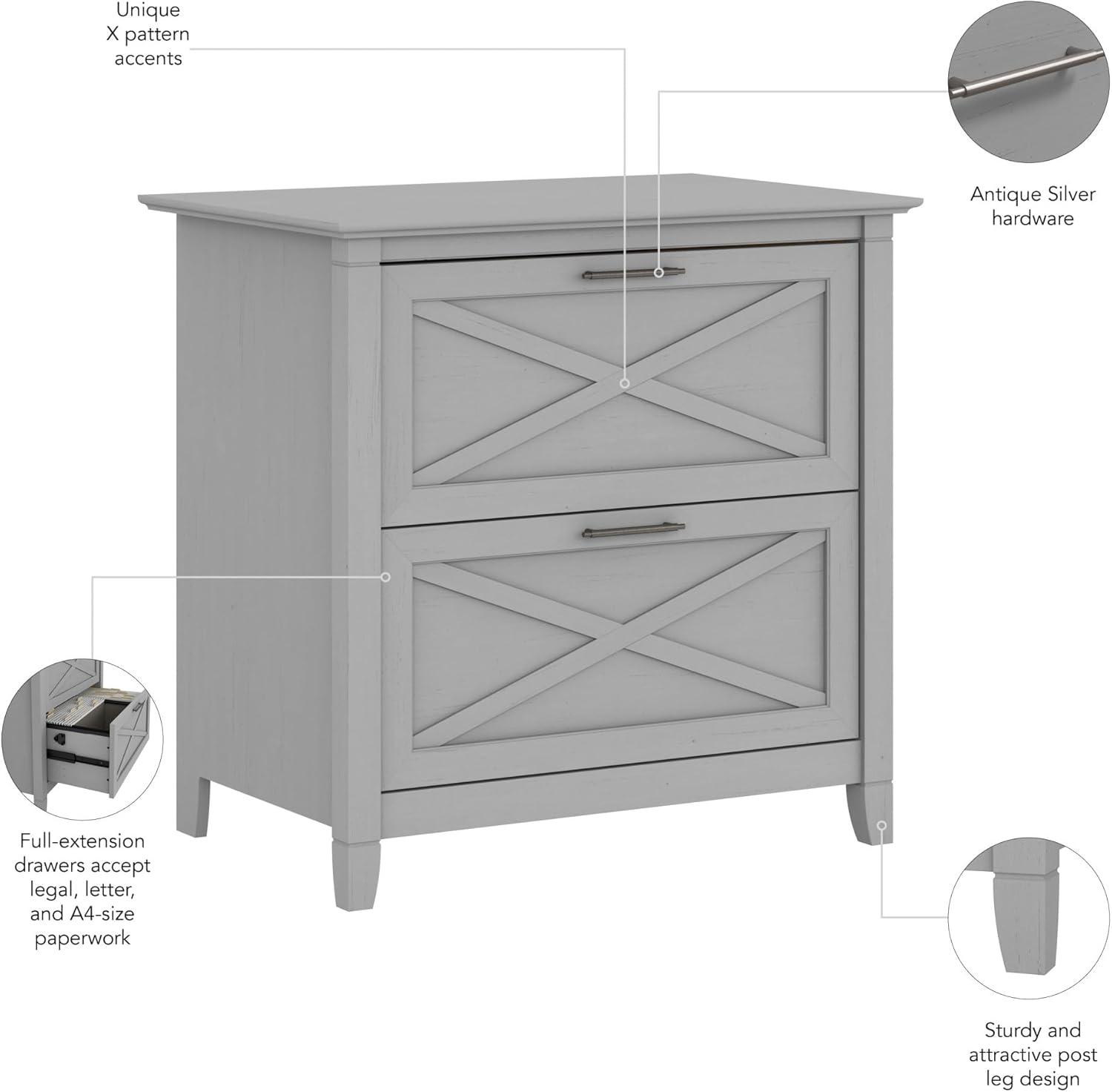 Cape Cod Gray Coastal 2-Drawer Legal File Cabinet with X-Pattern