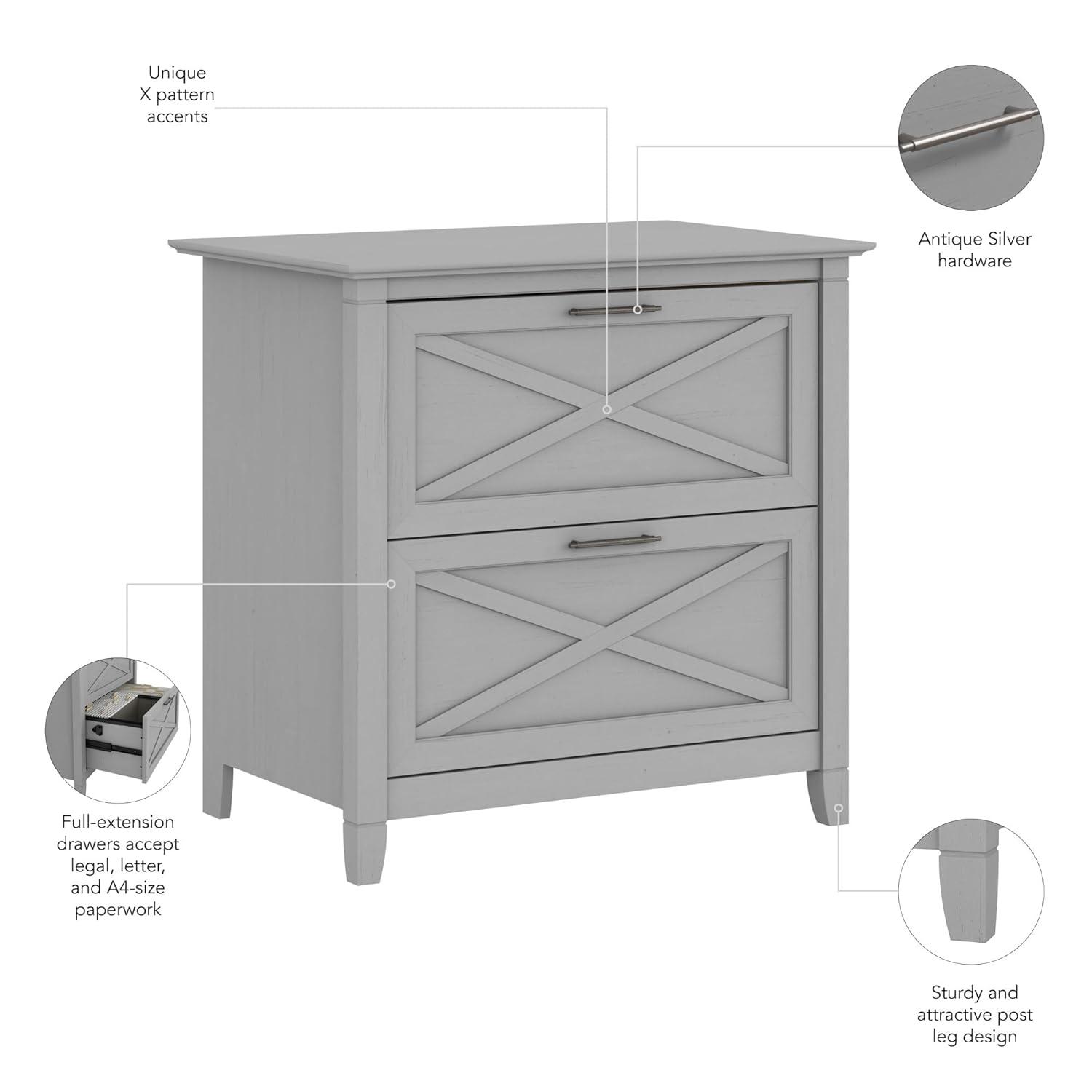 Bush Furniture Key West Lateral File Cabinet, 2 Drawer, Cape Cod Gray