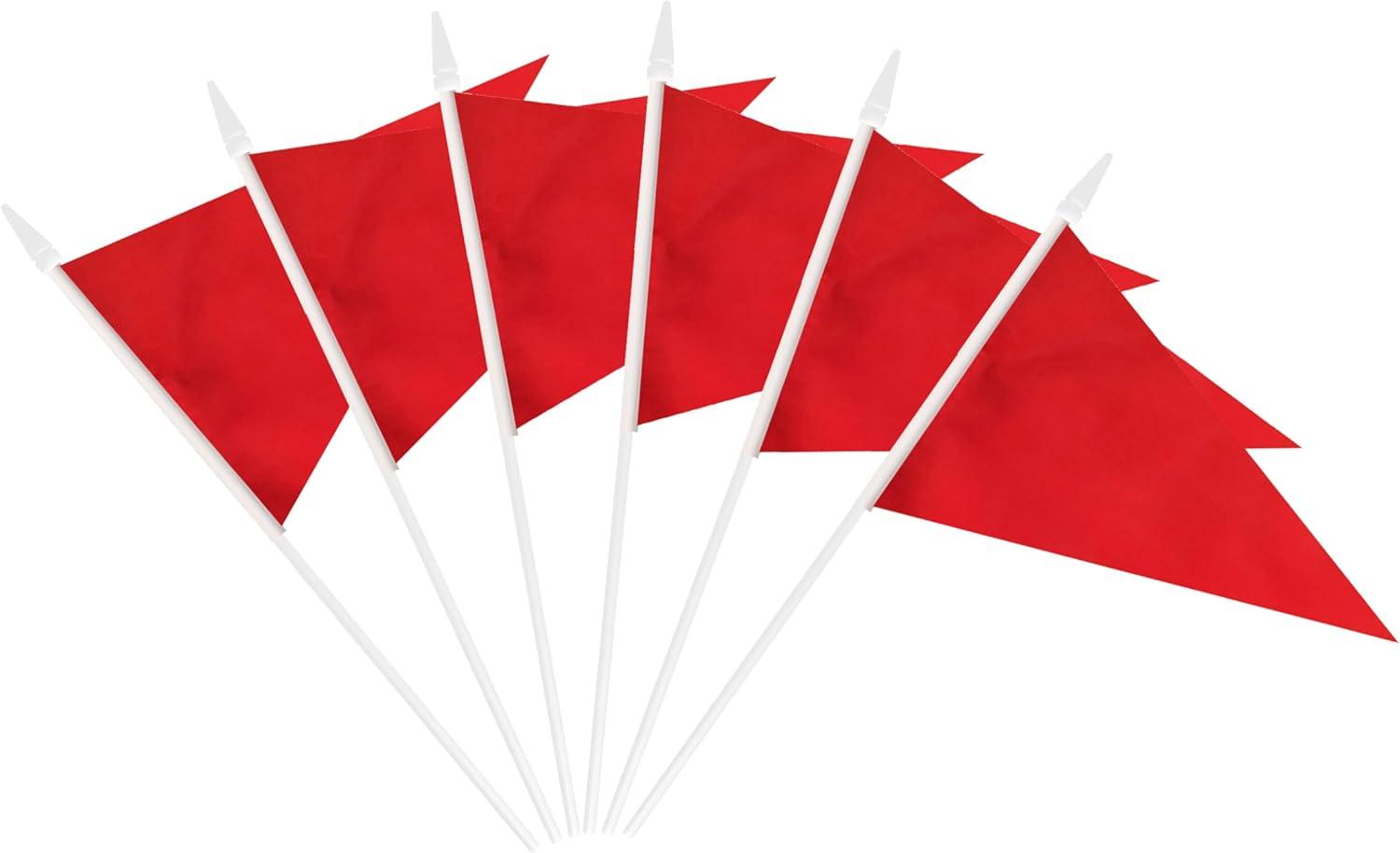 Anley Red Mini Flag 12 Pack - Hand Held Small Miniature Solid Red Blank Flags