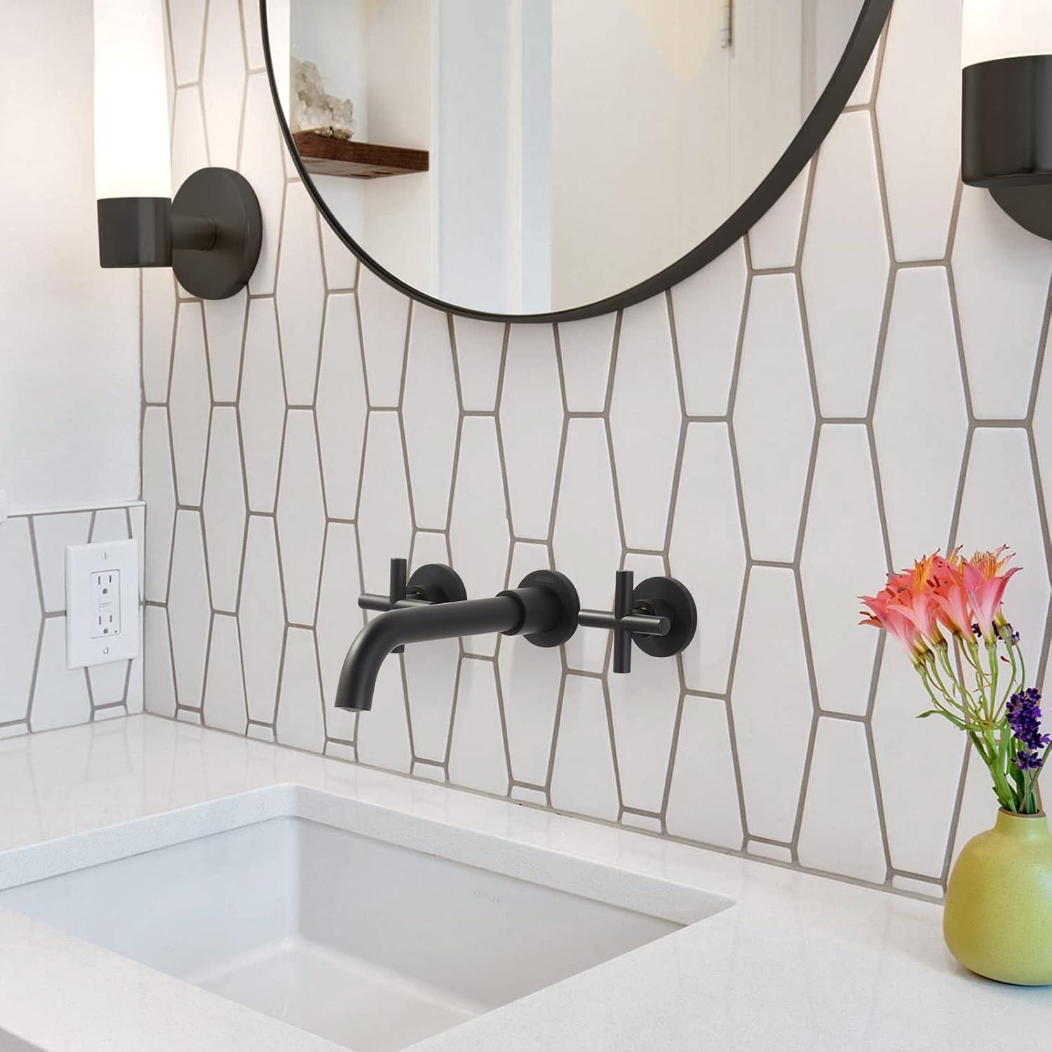2-Handle 3-Hole Wall Mounted Roman Tub Faucet With 360° Swivel Spout