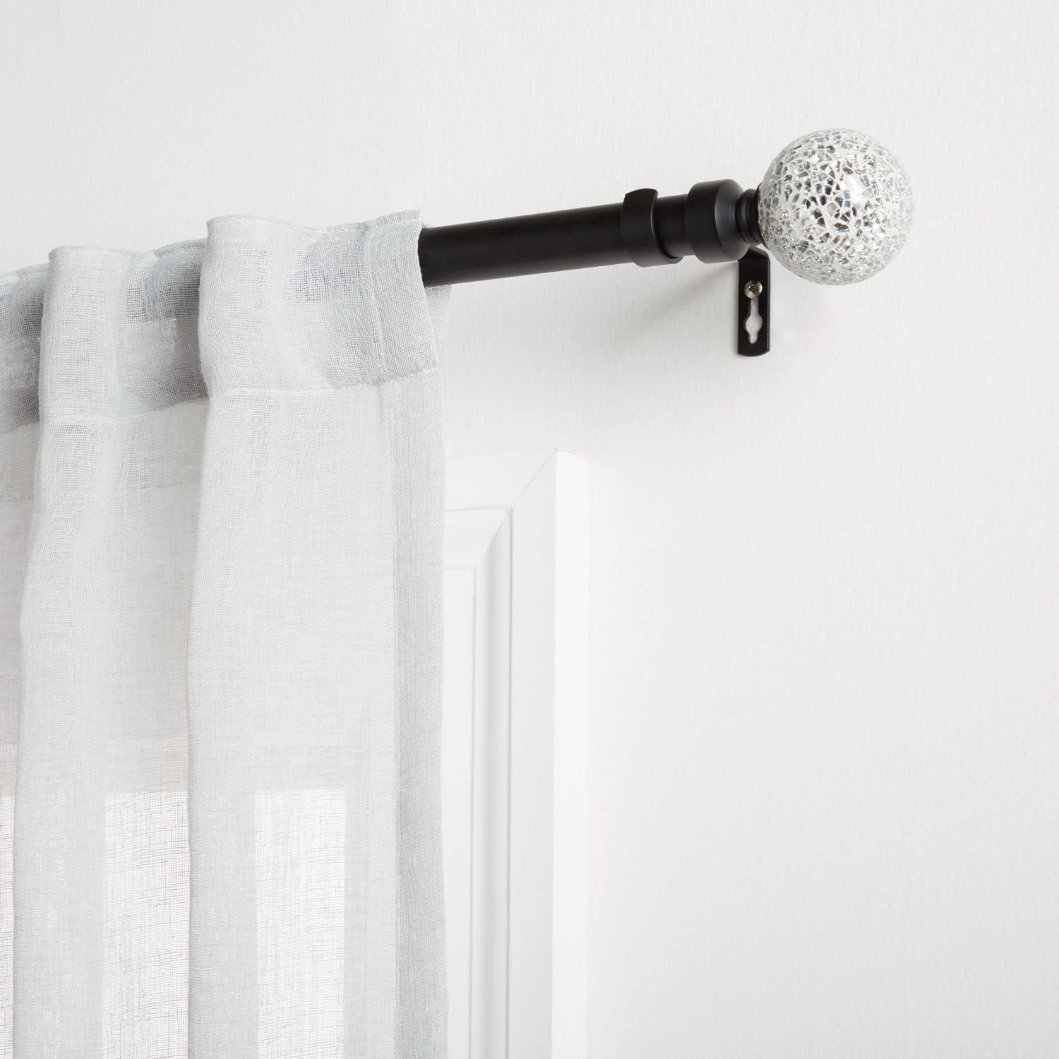 White Mosaic Adjustable Single Curtain Rod