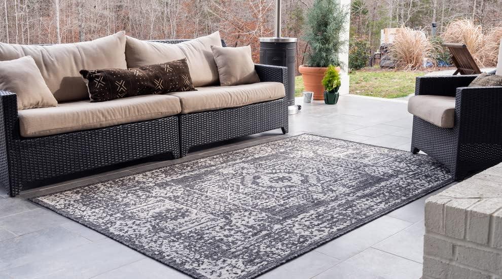 Unique Loom Outdoor Traditional Timeworn Geometric Woven Area Rug