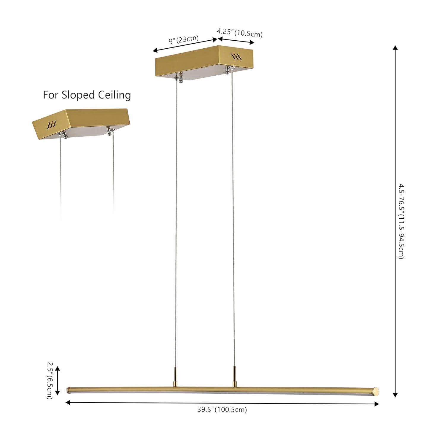 JONATHAN Y JYL7023C Conley 39.5" Adjustable Integrated LED Metal Linear Pendant, Brass Gold for Kitchen, Dining Room, Living Room