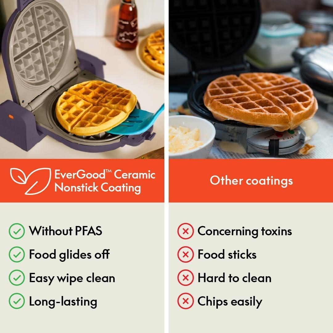bella Fold & Store Waffle Maker, Fits-anywhere™ kitchenware, Plum