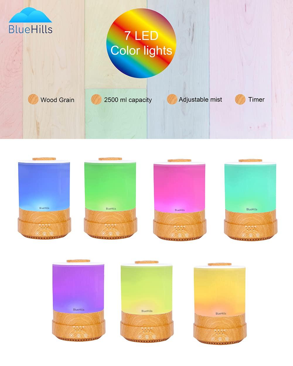 BlueHills Premium 2500 ml XL Essential Oil Diffusers for Large Room Aromatherapy fragrance Diffuser Humidifier Combo High Mist Large air Diffuser for Essential Oils for Home Light Wood Grain F005