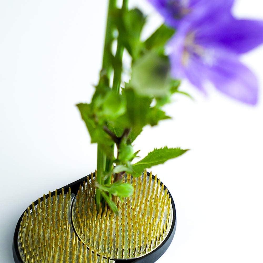 Sun and Moon Brass and Stainless Steel Ikebana Kenzan Flower Holder