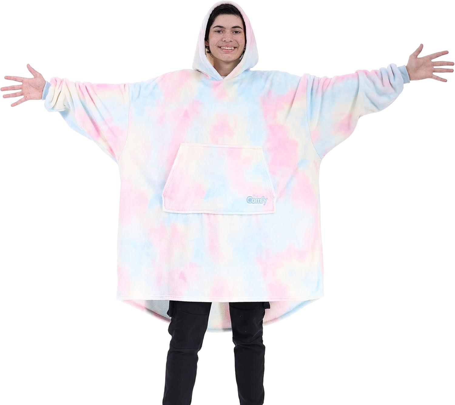 Cotton Candy Tie Dye Hooded Wearable Blanket