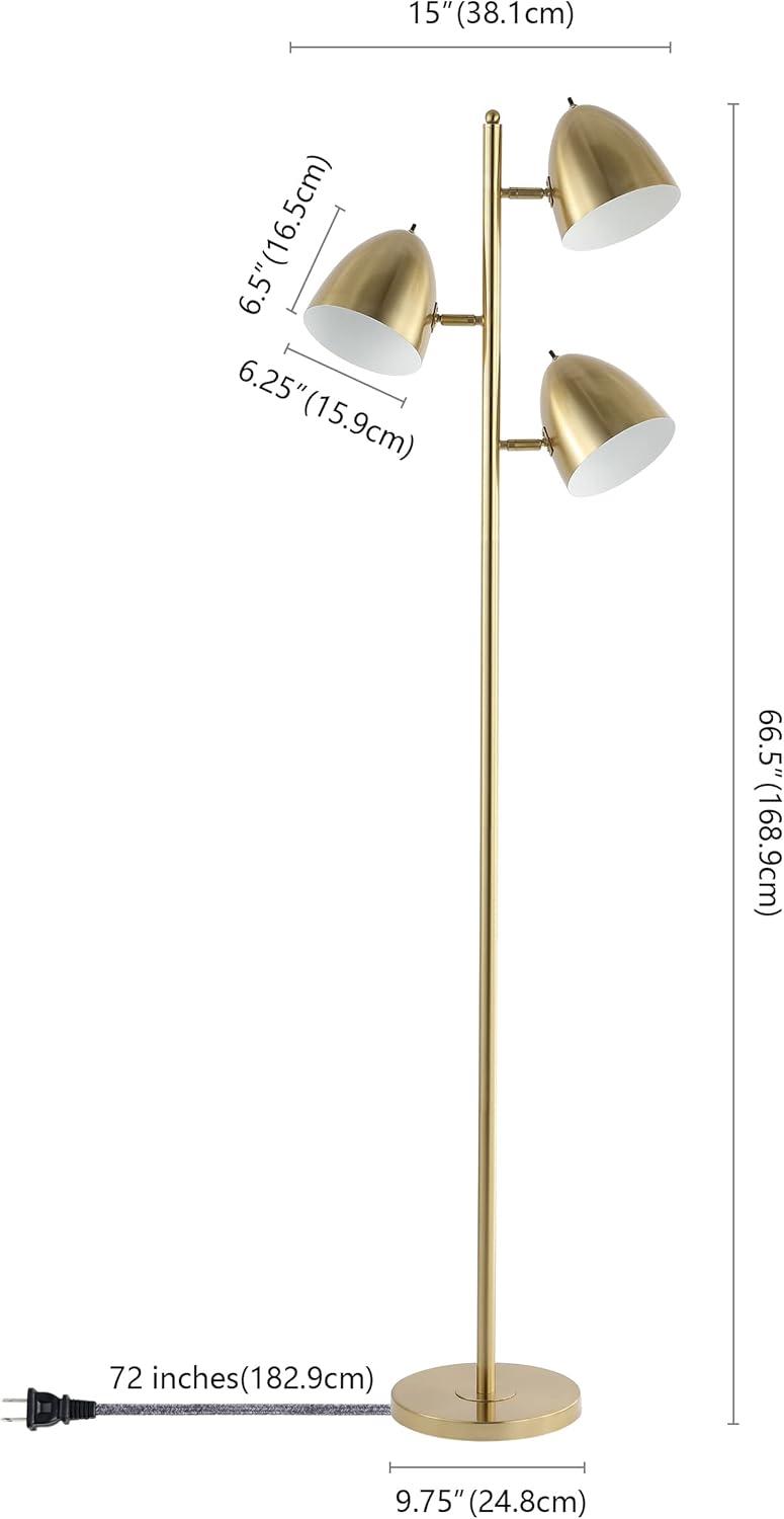 Billy Mid-Century Transitional 66.5" Satin Gold Adjustable LED Floor Lamp