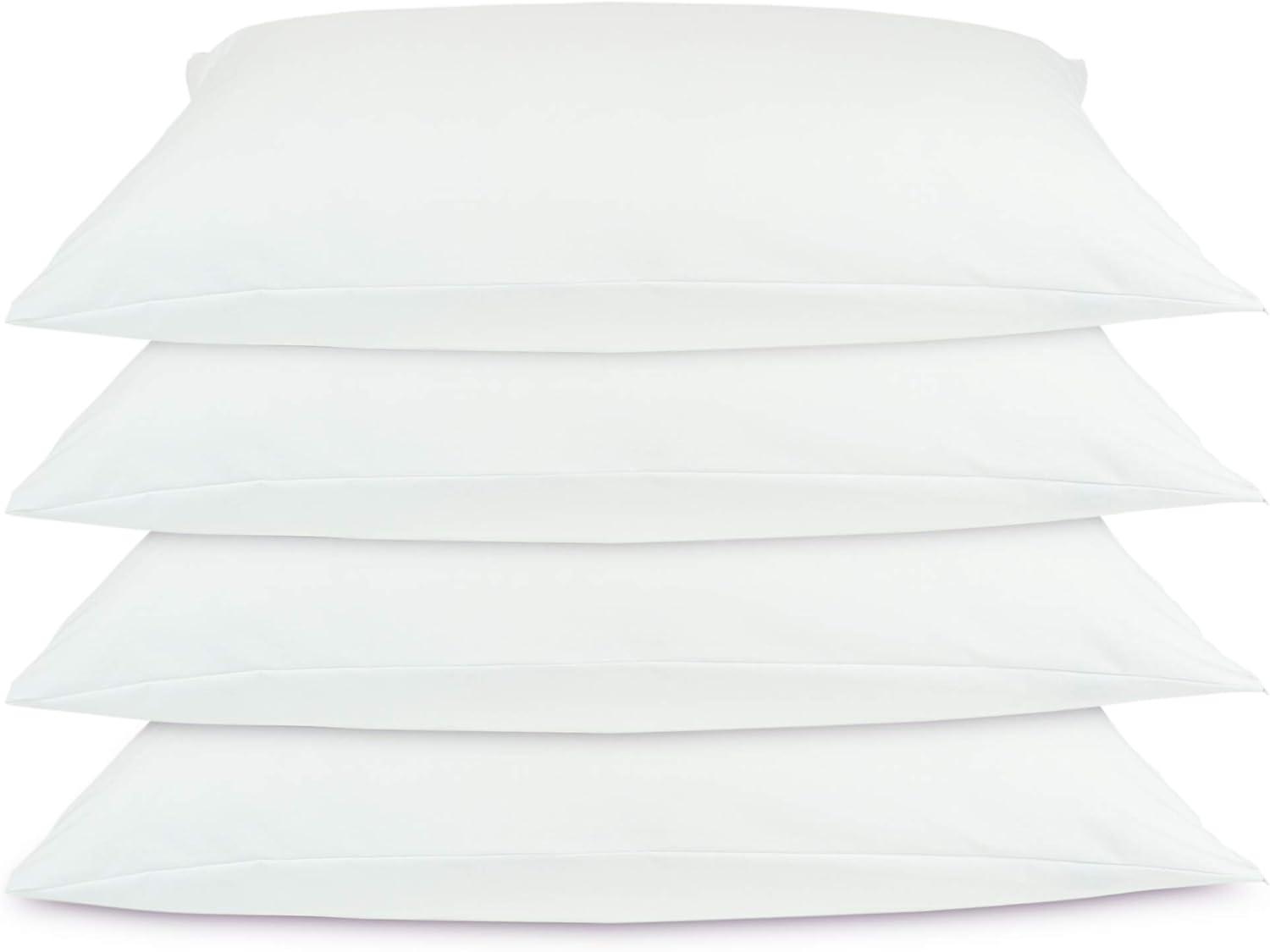 Luxury Hotel Collection, Ultra Soft Pillow Protector | Pillow Cover with Zipper, Soft & Comfortable for Hair and Skin, White - Queen Size - Set of 4