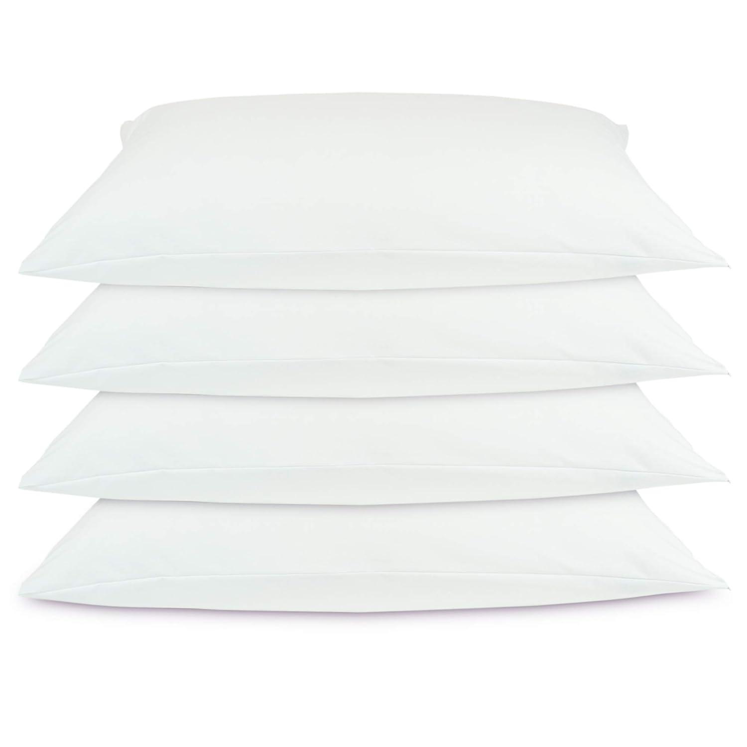 Luxury Hotel Collection, Ultra Soft Pillow Protector | Pillow Cover with Zipper, Soft & Comfortable for Hair and Skin, White - Queen Size - Set of 4