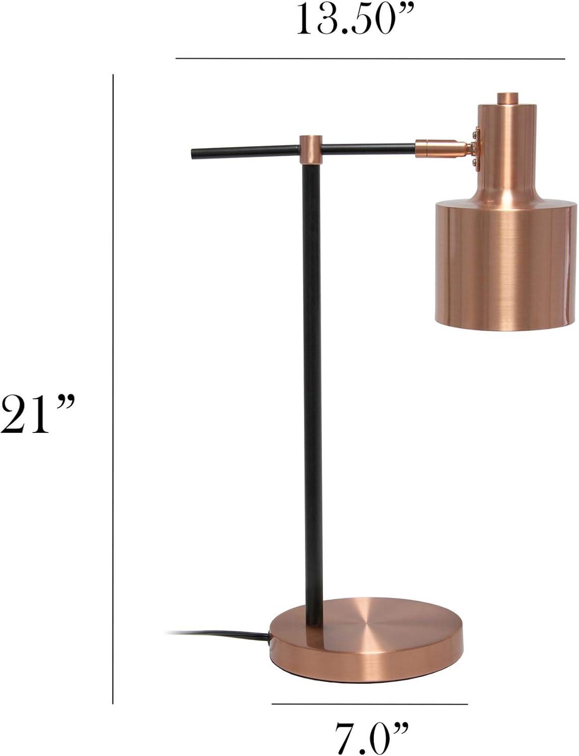 Rose Gold and Black Metal Bedside Table Lamp