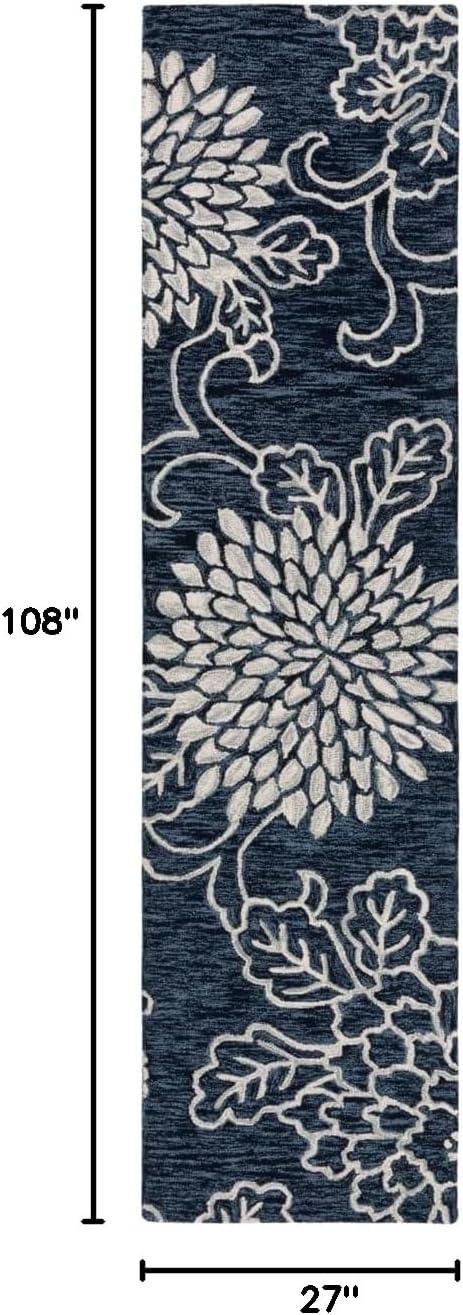 Jardin JAR602 Hand Tufted Runner Rug - Navy/Ivory - 2'3"x9' - Safavieh.