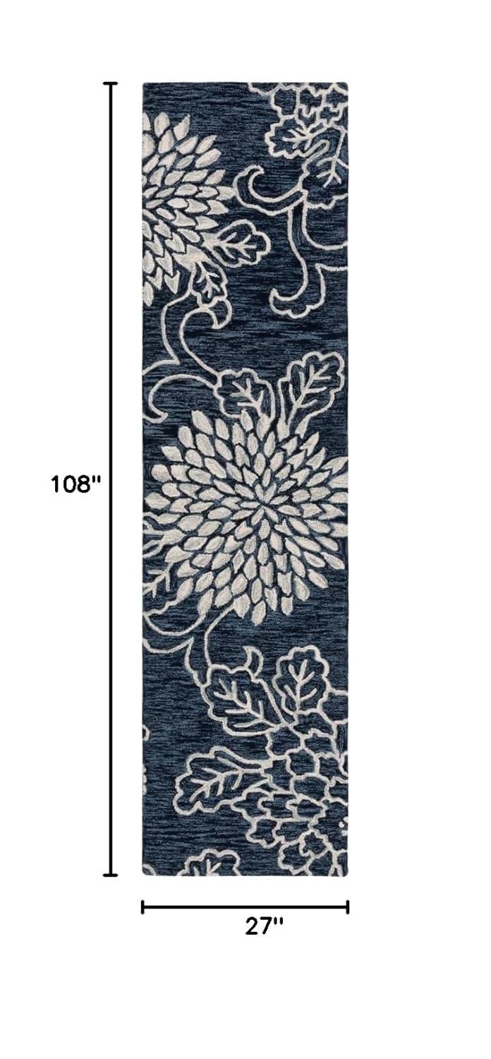 Jardin JAR602 Hand Tufted Runner Rug - Navy/Ivory - 2'3"x9' - Safavieh.