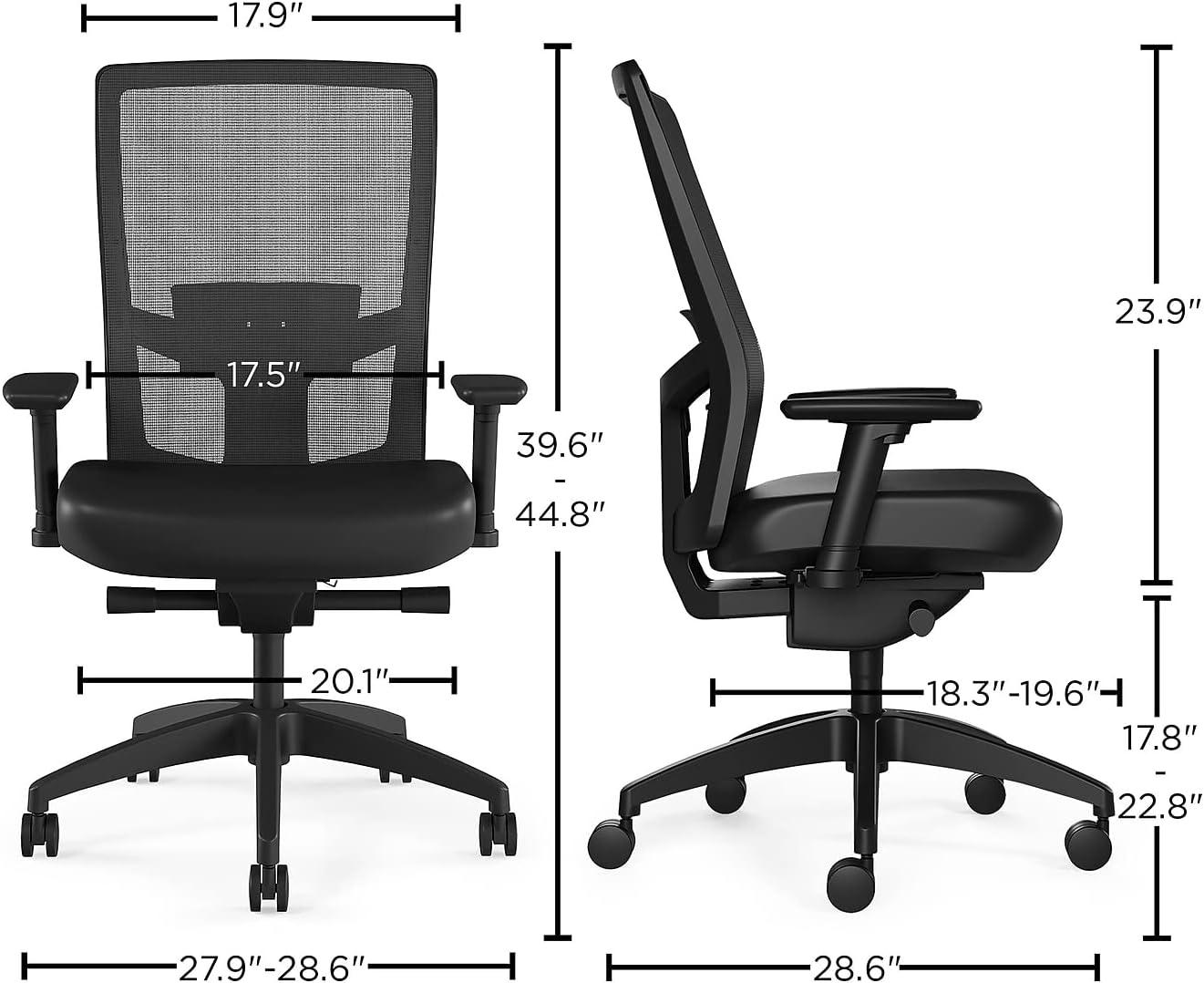 Staples Workplace Series 500 Vinyl & Mesh Task Chair Black Adj Lumbar 2D Arms 2846129