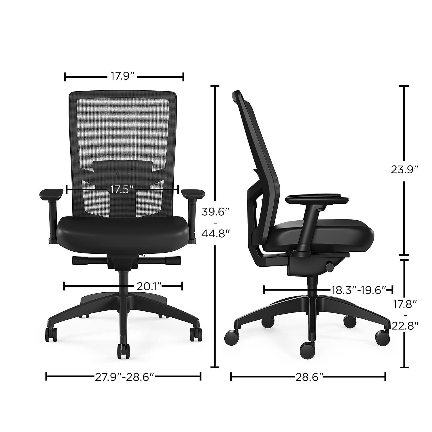 Staples Workplace Series 500 Vinyl & Mesh Task Chair Black Adj Lumbar 2D Arms 2846129