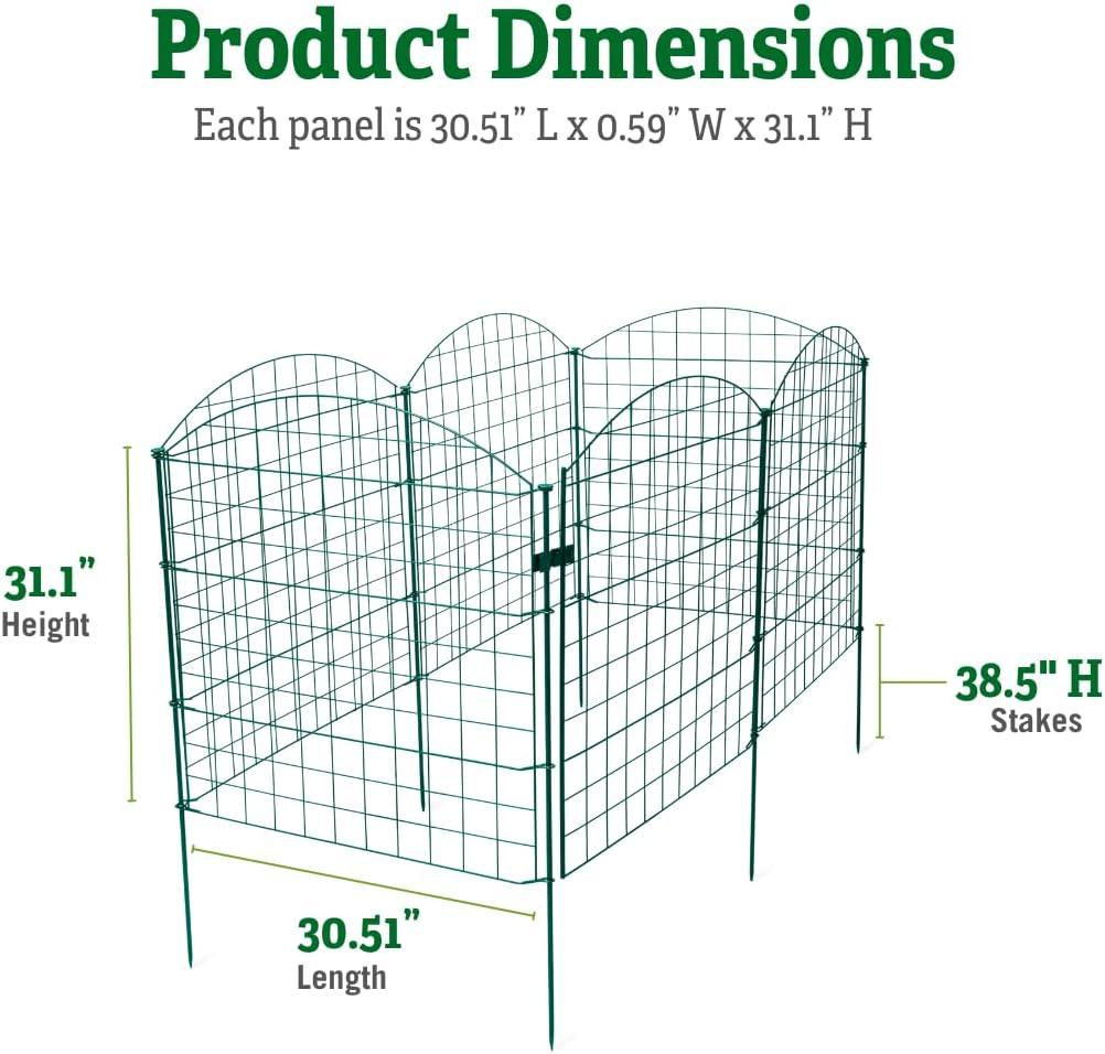6-Panel Green Iron Garden Fence with Gate