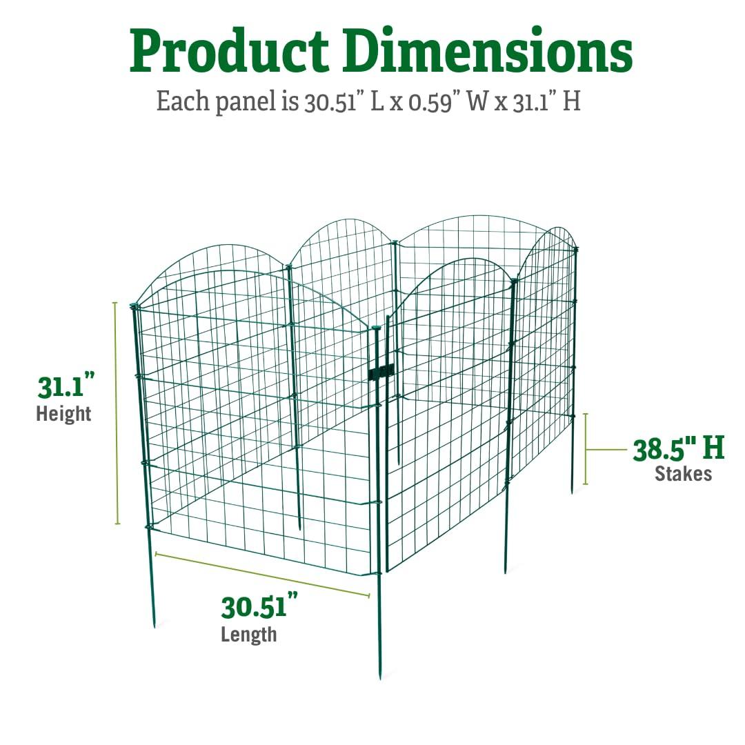 6-Panel Green Iron Garden Fence with Gate