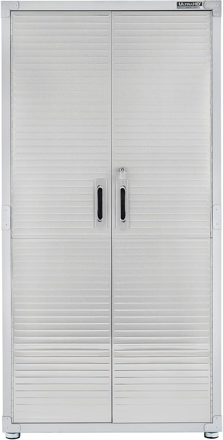 Seville Classics UltraHD Steel 2-Door Lockable Garage Storage Cabinet, 36 x 24 x 72, Granite Gray