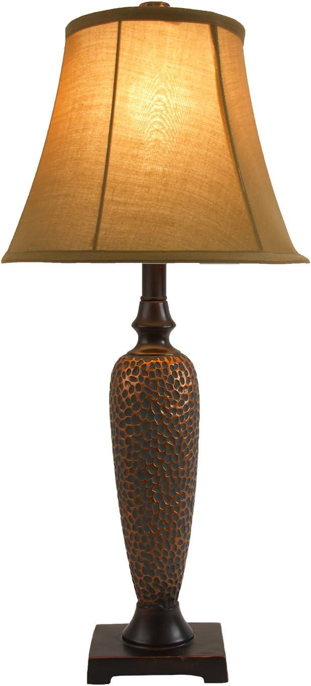 3pk Hammered Lamp Set (2 Table Lamps and 1 Floor Lamp) Bronze - Elegant Designs: UL Listed, Cotton Shades