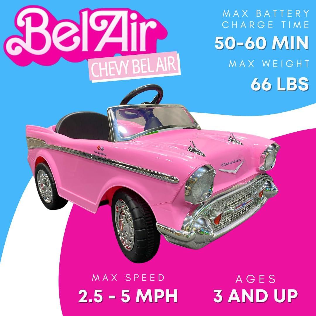 KID MOTORZ Pink Barbie Princess Theme Toy Car, Interactive Pink Chevy Bel Air Ride-on from Movie, Pink Princess Gift for Girls, Birthday Ideas for Ages 3 and Up Toddlers Girls