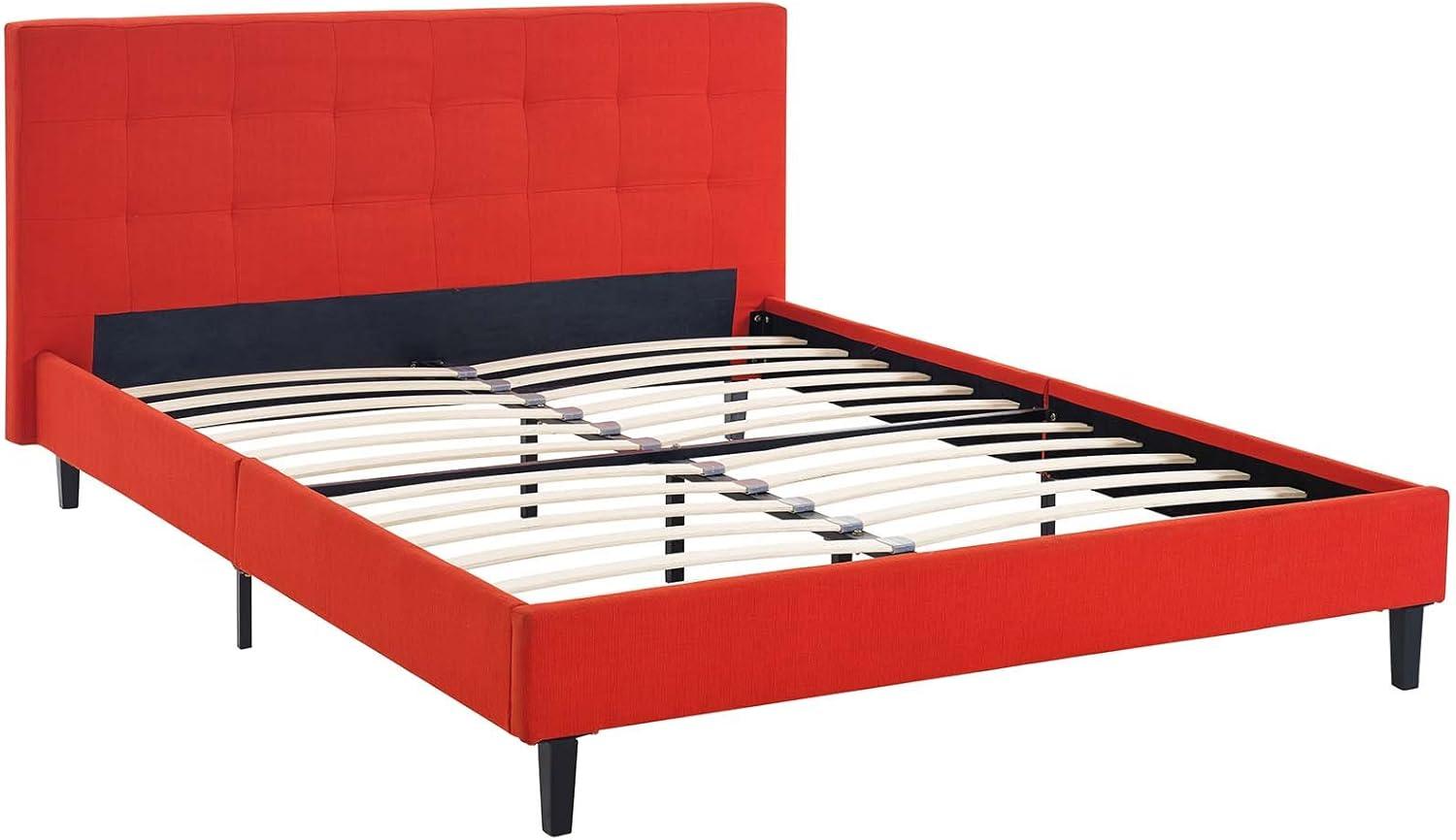 Modway Linnea Full Modern Polyester Fabric and Wood Bed in Atomic Red