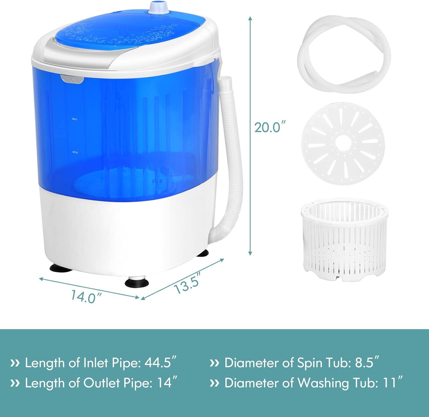 Costway 5.5lbs Portable Mini Compact Washing Machine Electric Laundry Spin Washer Dryer Blue
