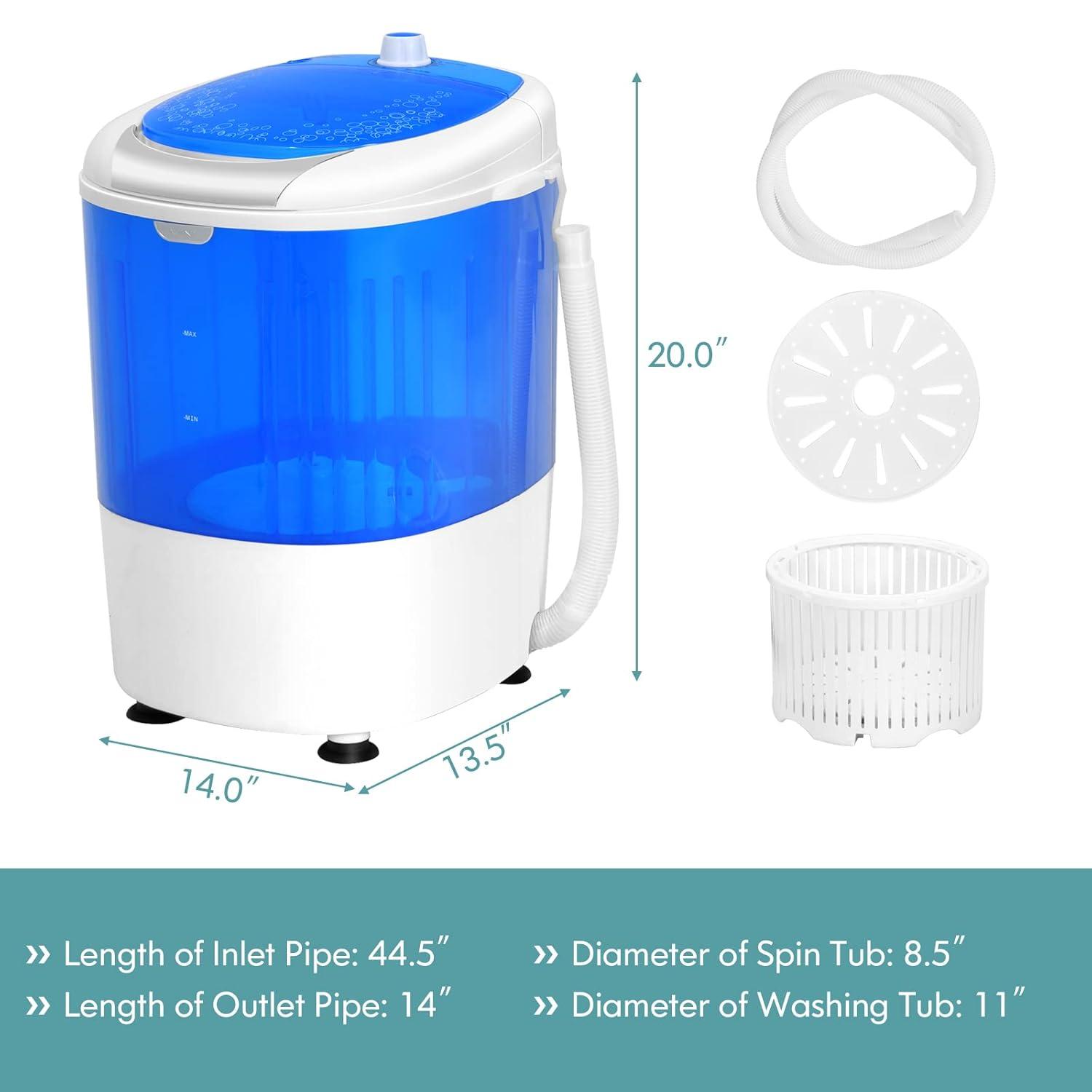 Costway 5.5lbs Portable Mini Compact Washing Machine Electric Laundry Spin Washer Dryer Blue