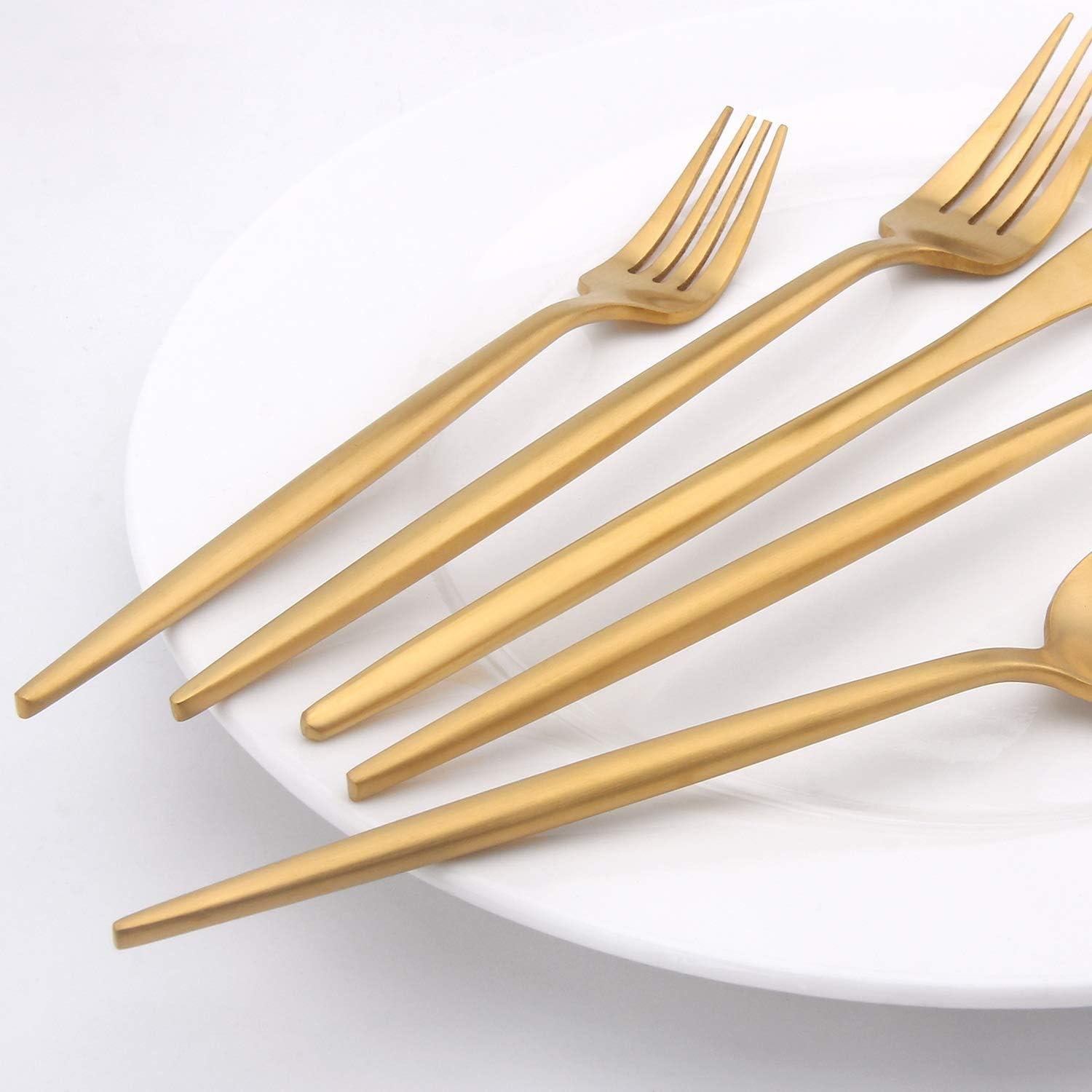 Everly Quinn 30-Piece Gold Silverware Set, Flatware Set For 6, Food-Grade Stainless Steel Cutlery Set, Includes Spoons Forks Knives, Kitchen Cutlery For Home Office Restaurant Hotel