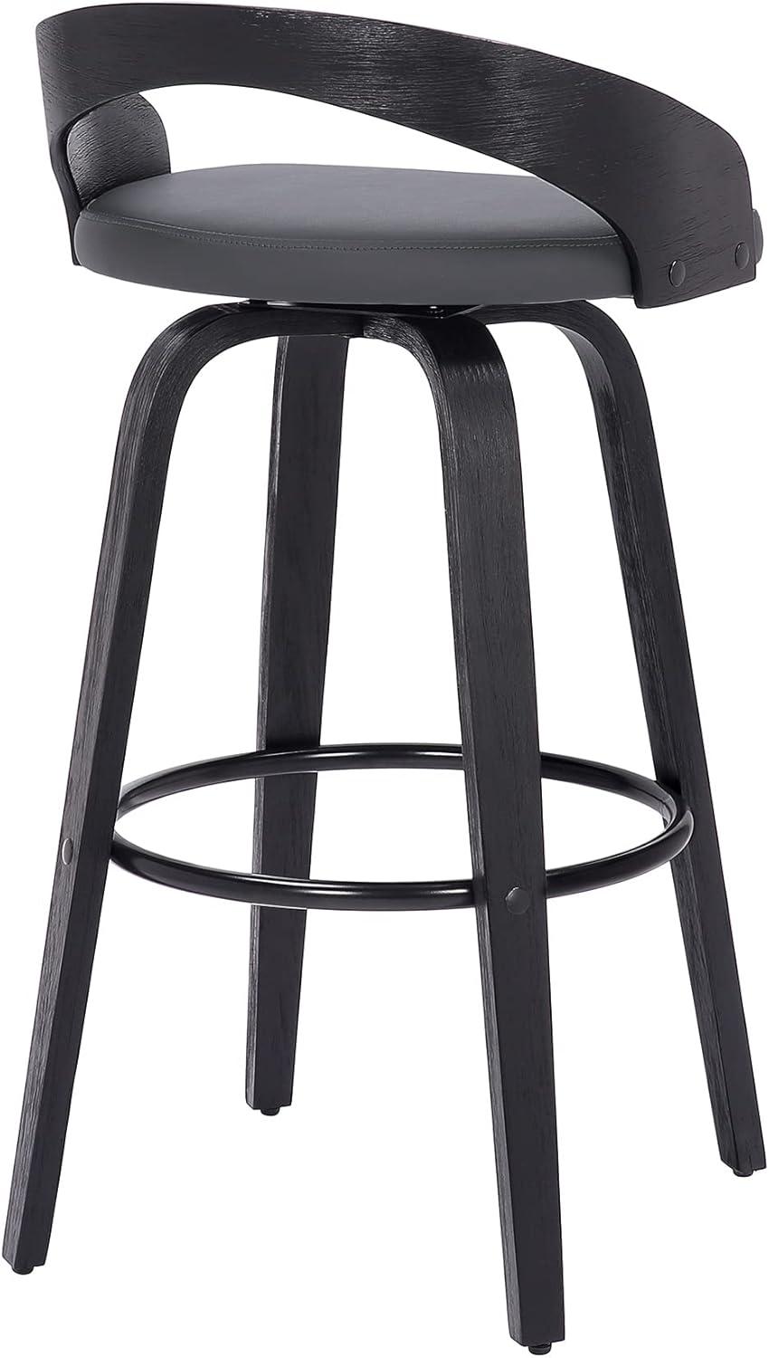 Shelly Black Wood and Metal Swivel Counter Stool