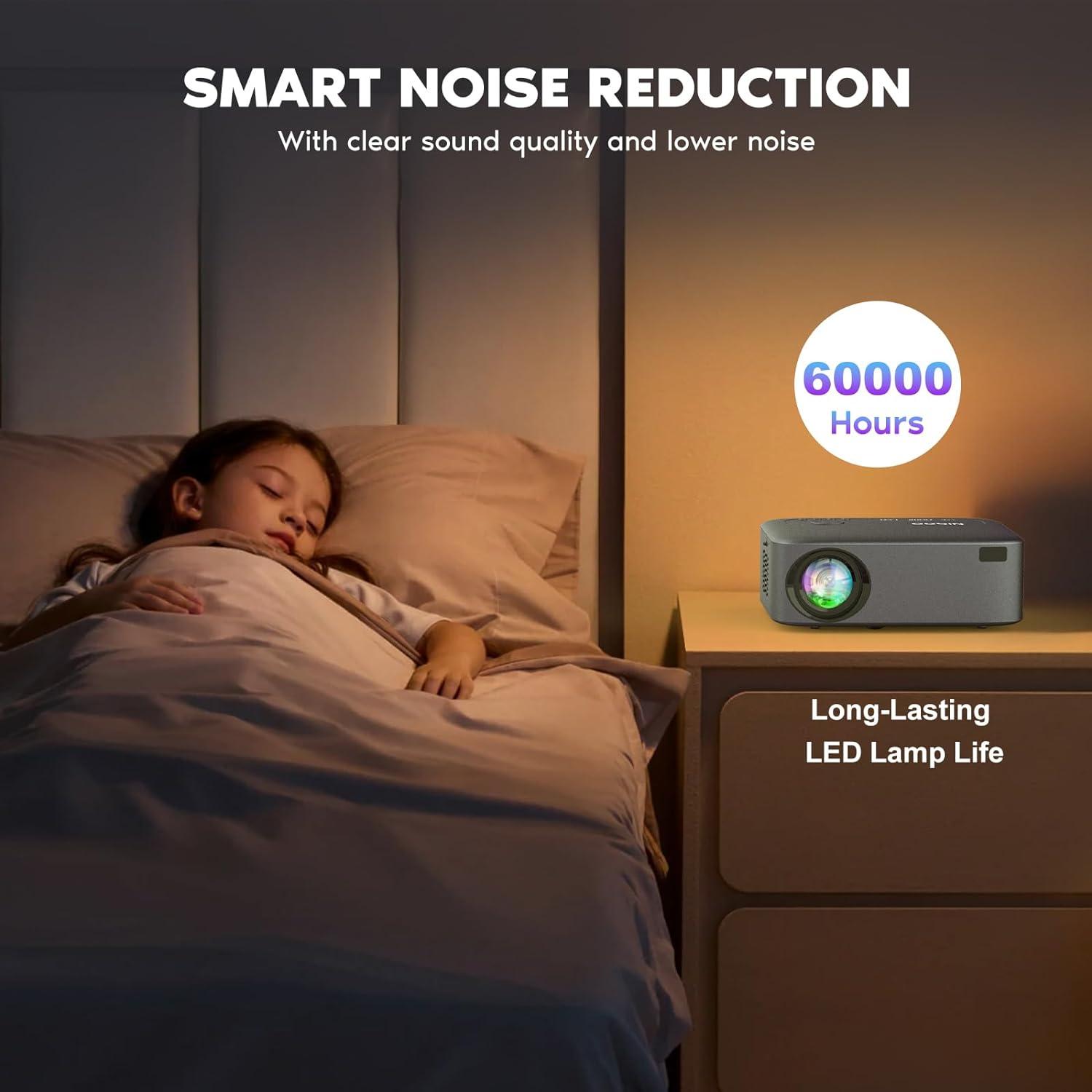 【Electric Focus】NISOO Native 1080P Projector, 4K Supported Projector with WiFi and Bluetooth, Zoom Function, Outdoor Movie for Phone/Laptop/TV Stick/DVD/USB/HDMI