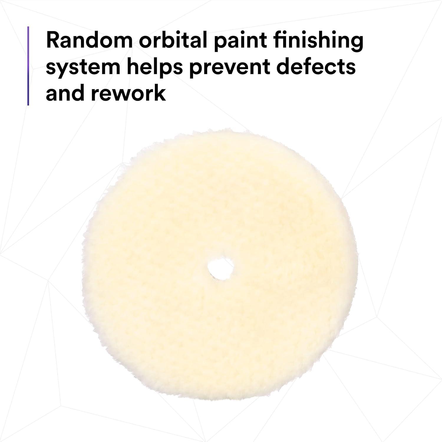 3M Perfect-It Random Orbital Coarse Wool Compounding Pad 34120, 5 Inch (130 mm), White, 2 Pads/Bag