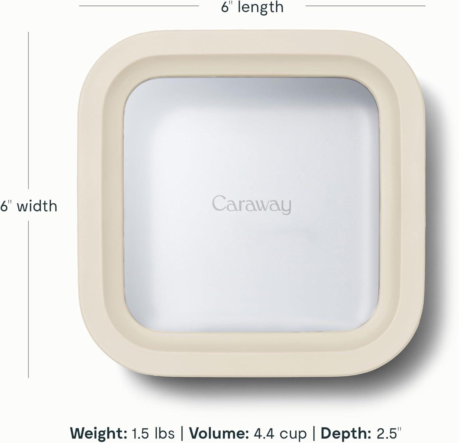 Caraway Home Cream 10-Cup Square Glass Food Storage Container with Lid