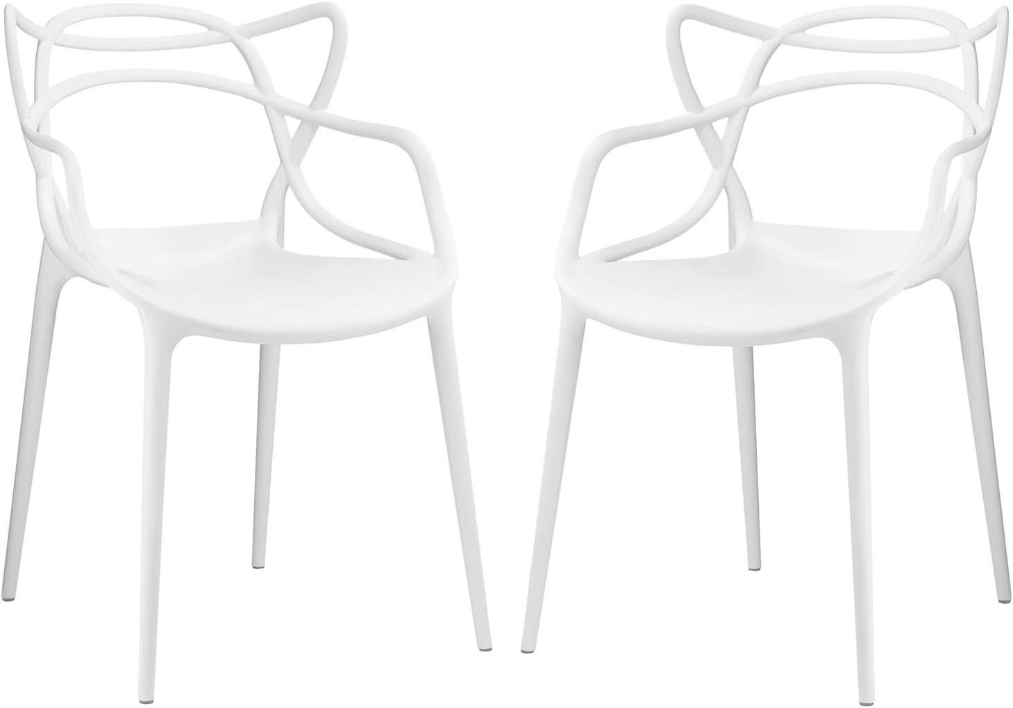 Entangled Modern White Plastic Armchair Set