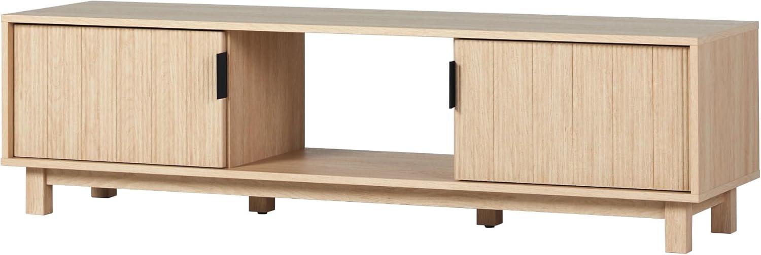 58" Coastal Oak 2-Door TV Stand with Reeded Fronts